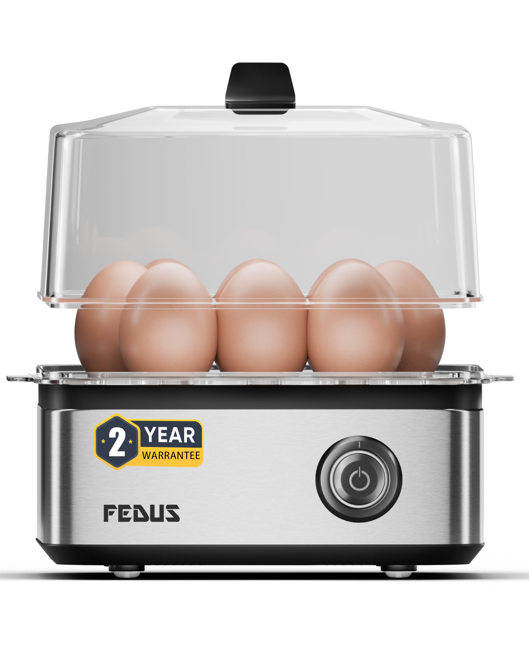 FEDUS EGGLINE Automatic Egg Boiler maker Electric Multi-Function Poacher 8 Eggs Cooker Steamer machine for Hard Medium, Soft Eggs SS Heating Plate, Auto Shut-Off Fast boiling Boils Steamed Vegetables-picture-10