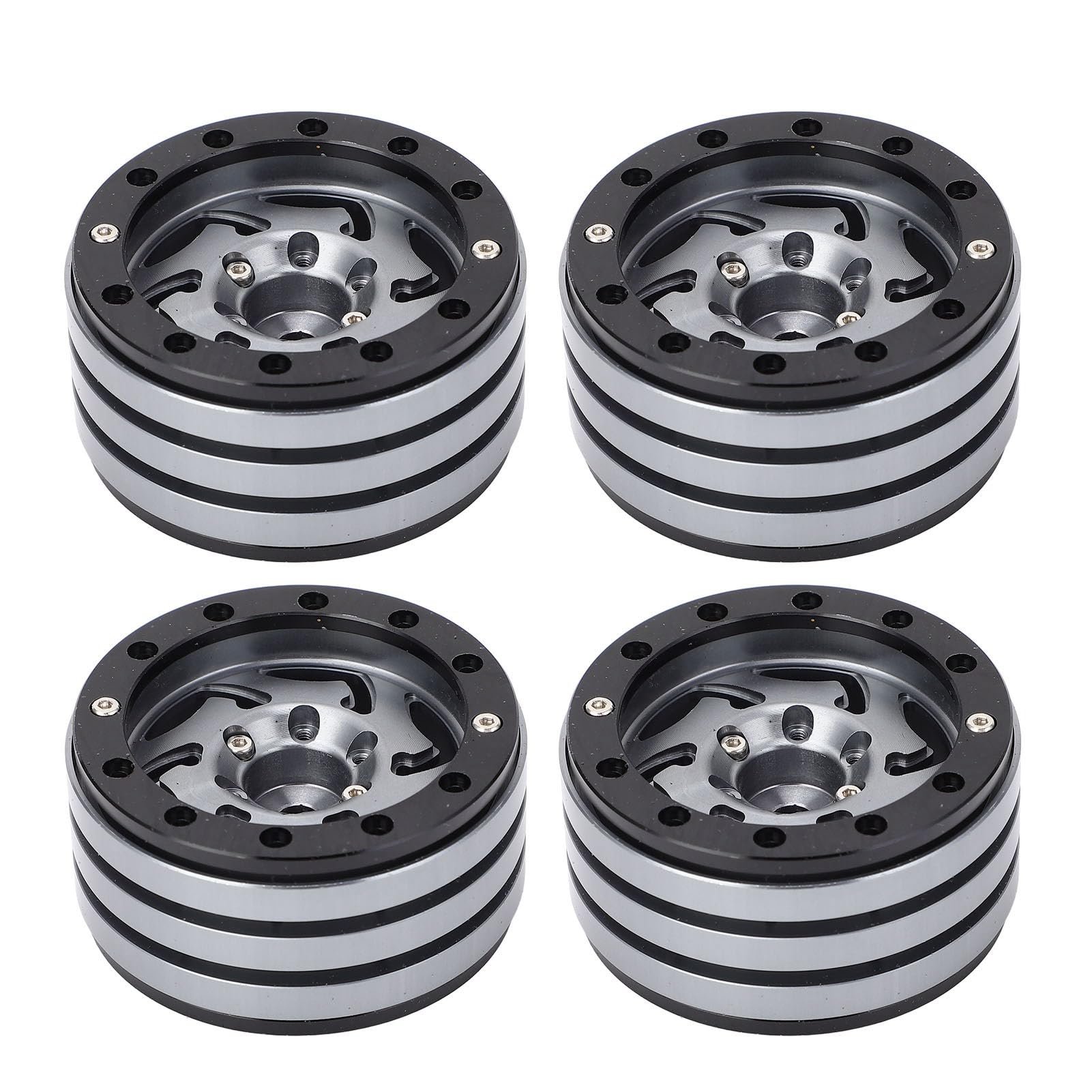 4 szt. Zestaw Obręczy Koła ze Stopu Aluminium CNC RC Beadlock Odporny na ścieranie dla Gąsienic RC (Kolor Ti)