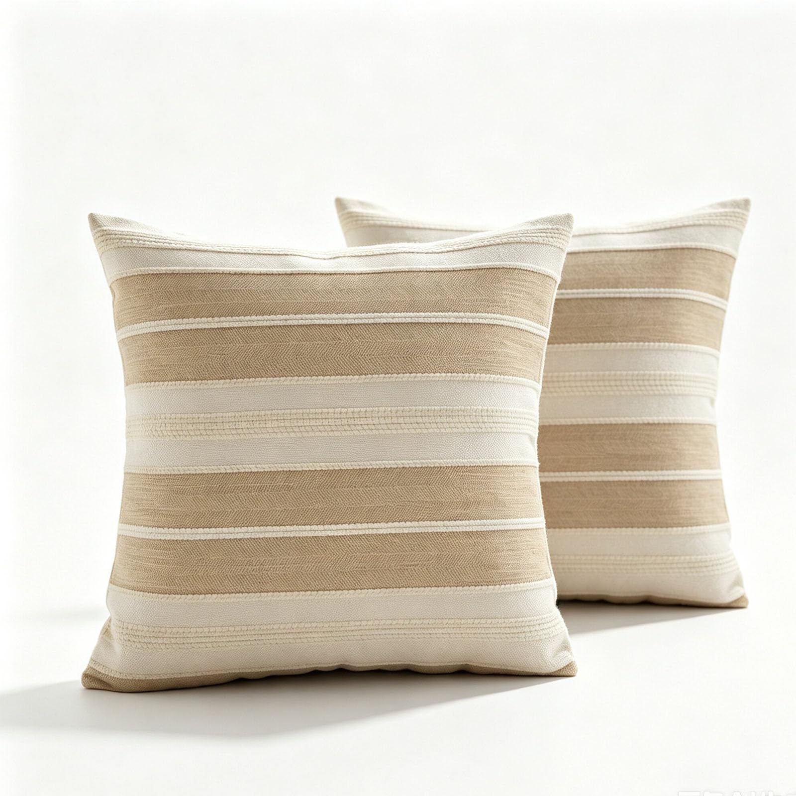 BCCIAPLN Decorative Bohemian Striped Throw Pillow Cover, Woven Textured Farmhouse,White