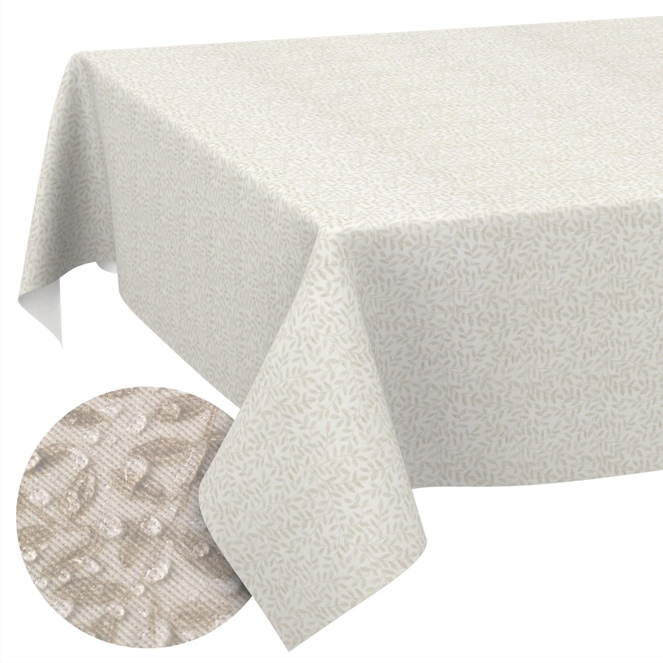 ANRO Mantel de Mesa Flora 70% Algodón 30% Poliéster Antimanchas Interior Exterior Cocina Jardín Bordes Cortados 400x140 cm