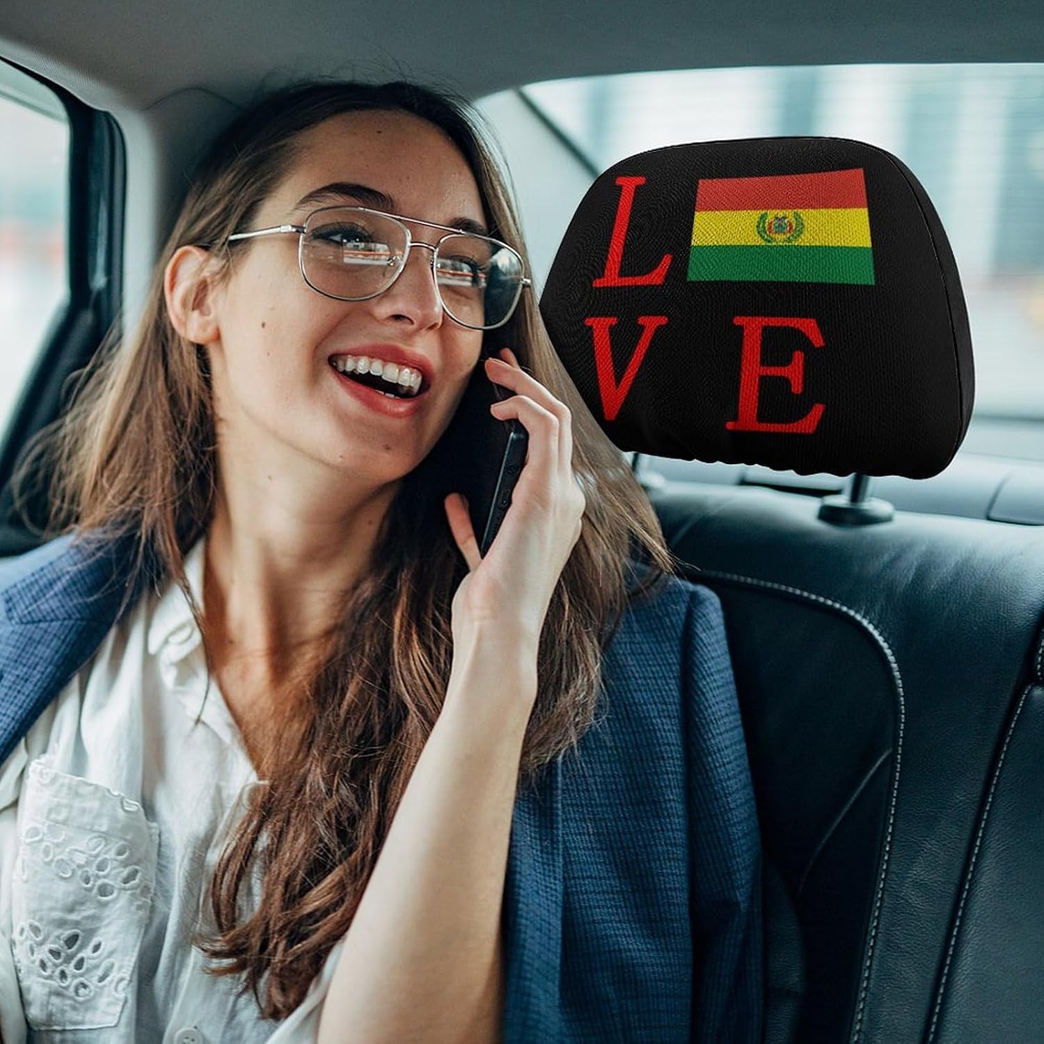 Bolivia Lover Fashion Car Headrest Cover Novelty Elastic Seat Rest Covers for SUV Truck Sedan image 5