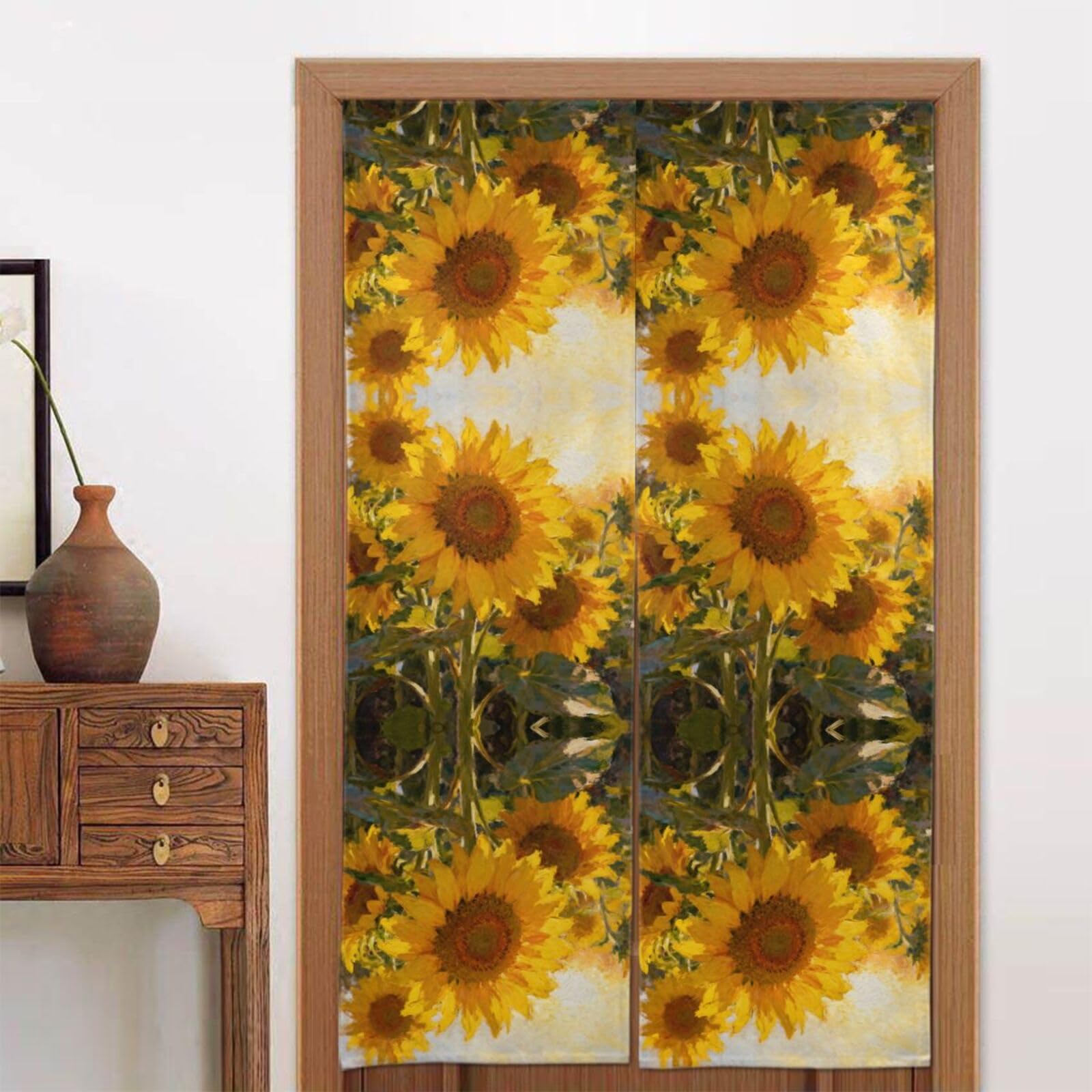 CNTDBU Afternoon sunflowers Door Curtain 34x56 Inch-Room Divider Panel for Privacy, Entryway Screen for Kitchen Bedroom