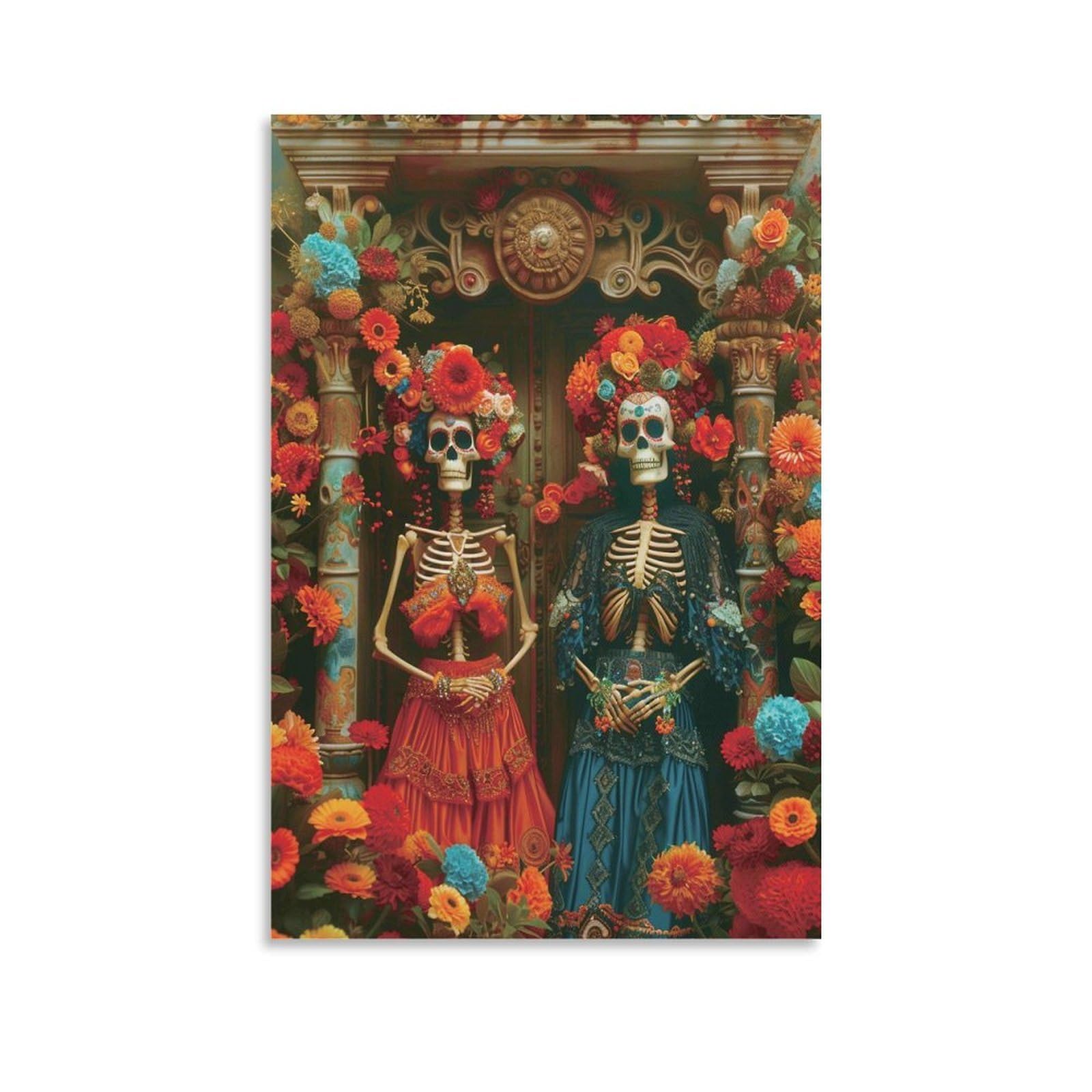 DHBANEIOK Day of The Dead Poster Artwork Giclee Canvas Prints Modern Canvas Wall Art Picture Wall Hanging for Home Decorations 08x12inch(20x30cm)