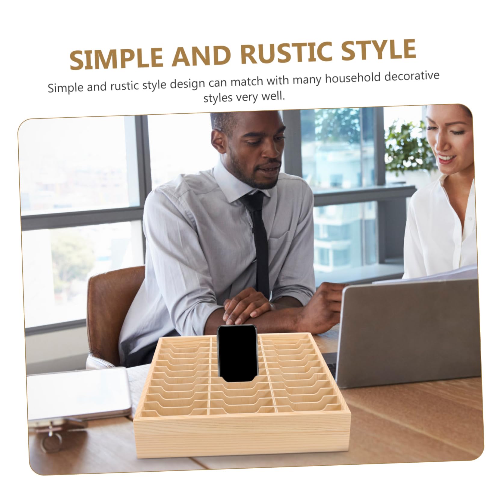 Operitacx Soporte para Teléfono Móvil de Escritorio en Madera Resistente Múltiples Compartimentos para Organizar y Almacenar en Habitaciones de Estudio o Dormitorio