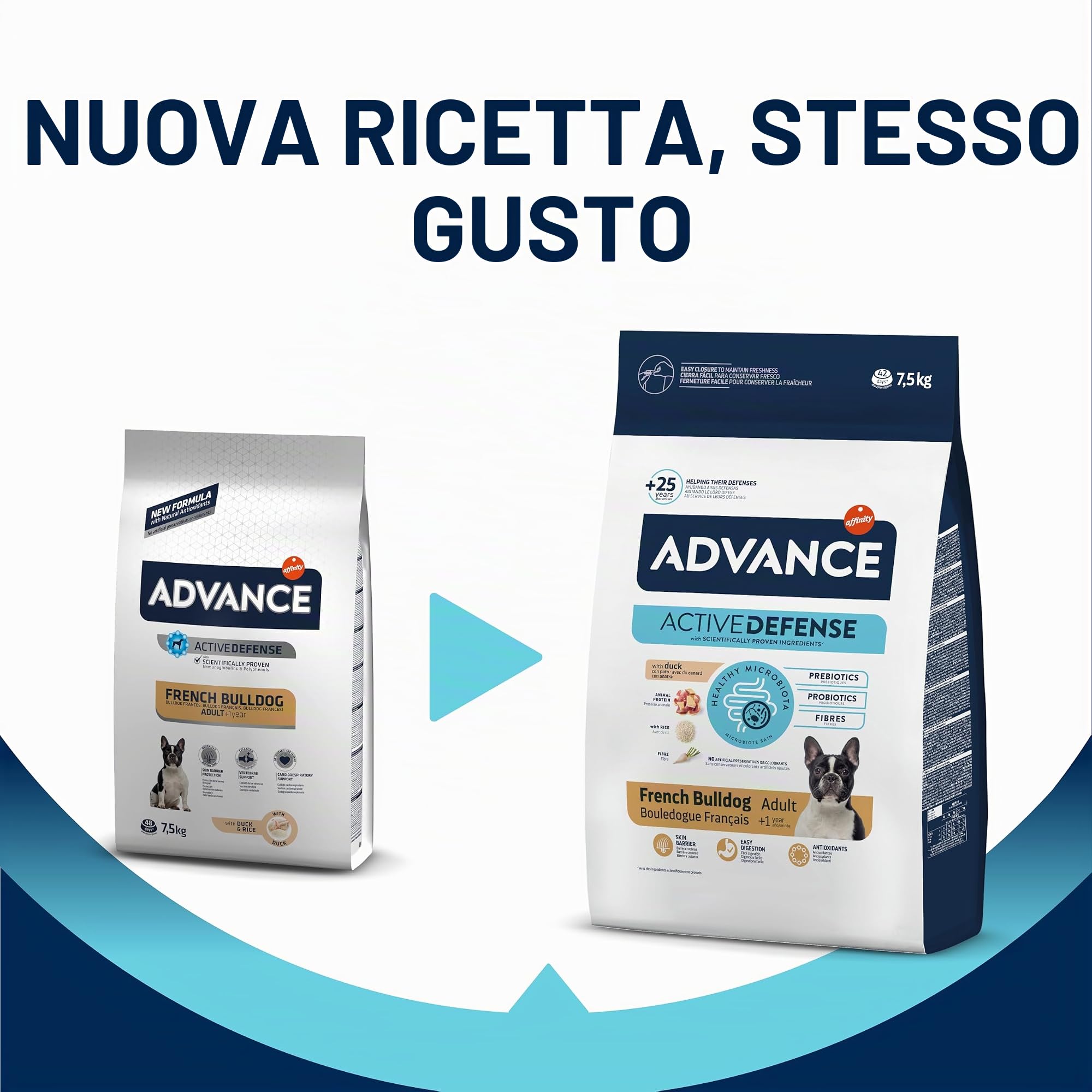 Advance French Bulldog Cibo per Cani, Anatra - 7.5 kg