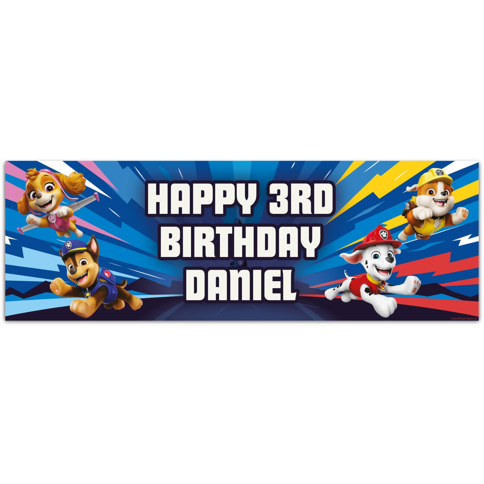 Paw Patrol Birthday - Group Jumping Personalised Banner Wall Sticker (120cm Width x 40cm Height)