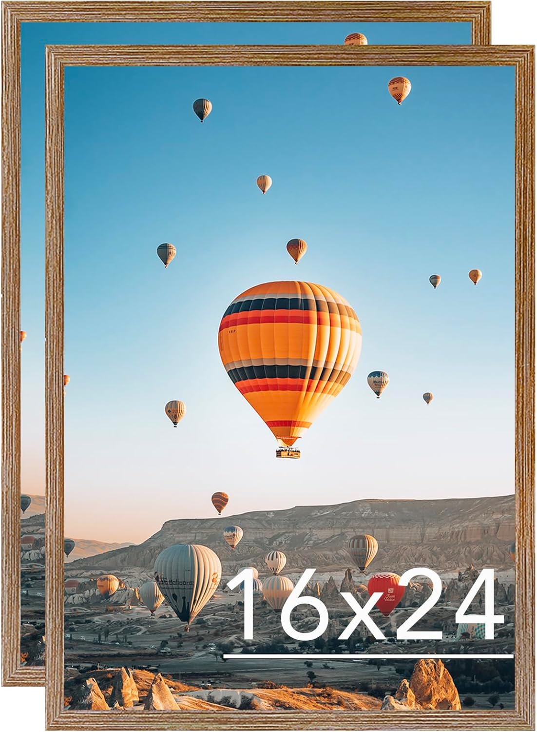 16x24 Picture Frame Set of 2 for Poster Photo Picture and 40x60 cm Canvas, Horizontal and Vertical Formats for Wall Hanging, 16 x 24 Wall Gallery Poster Photo Frame,2 Pack, Rustic Brown Rustic Brown, 2 Pack 16x24 inch