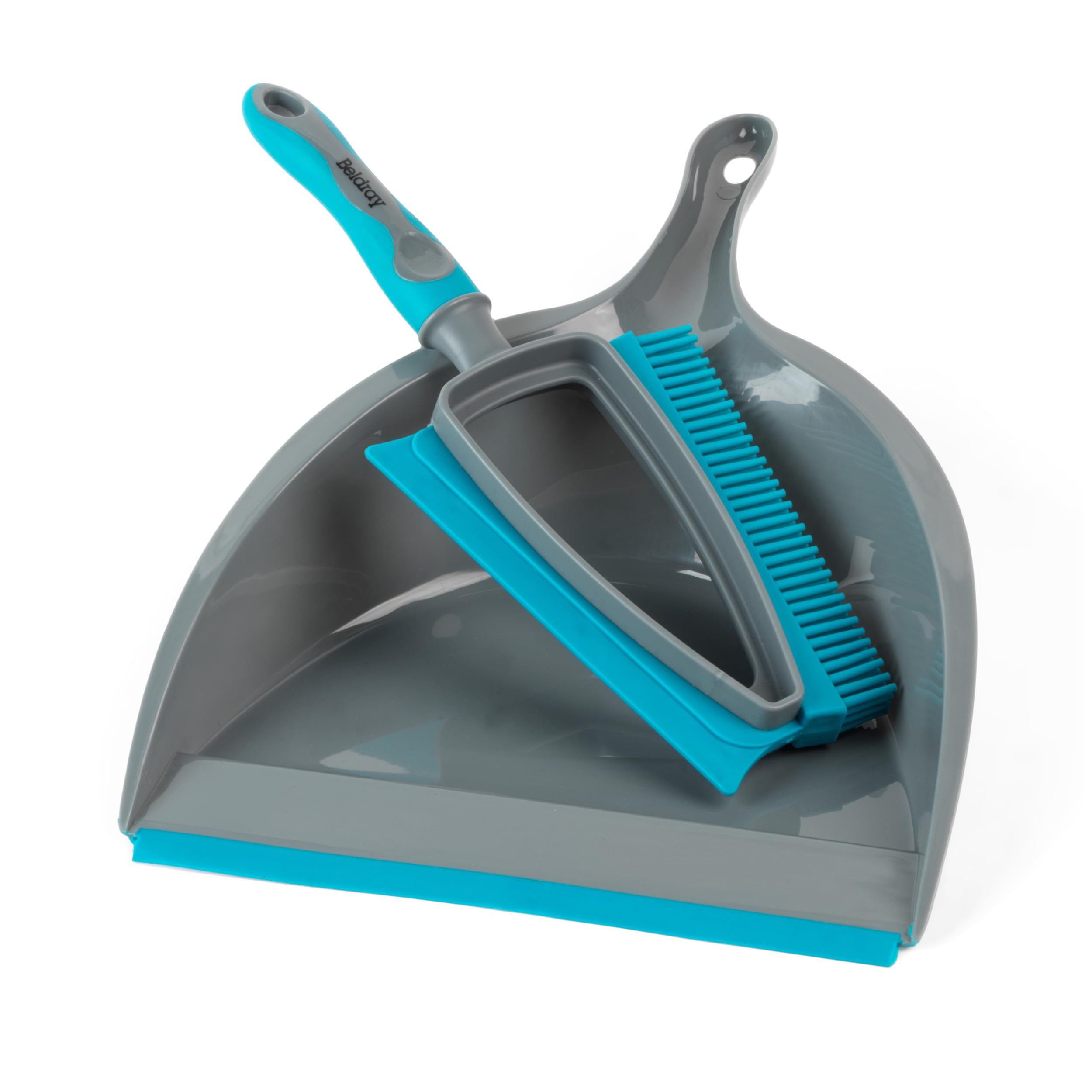Beldray LA081278EU7 Pet Plus+ 2 In 1 Dustpan & Brush - Lift & Traps Dust, Dirt & Pet Hairs, Clean Up Spills, Rubber Bristles & Squeegee Edge, Scratch Free, Suitable For Worktops & Hard Floors