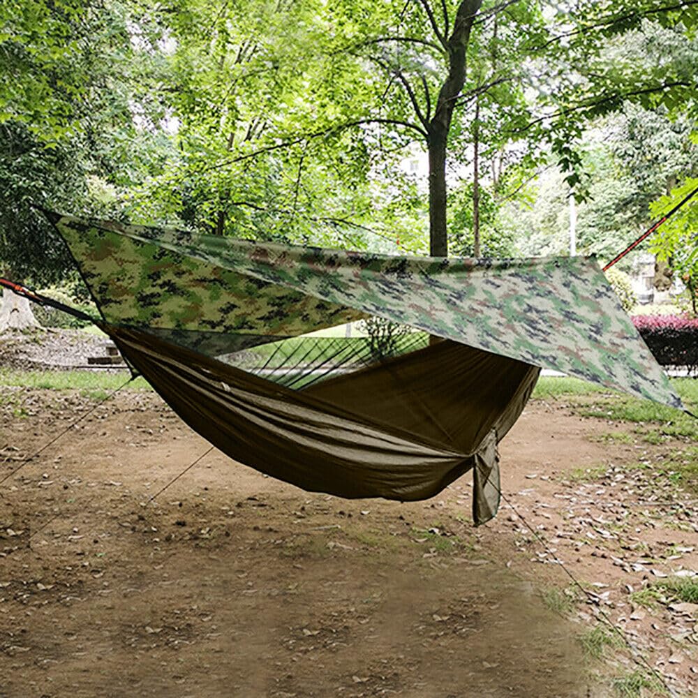 Hamak outdoorowy z moskitierą, 200 kg, wodoszczelny, na kemping, do ogrodu, na podwórko, wędrówki, survival trip (290 x 140 cm)