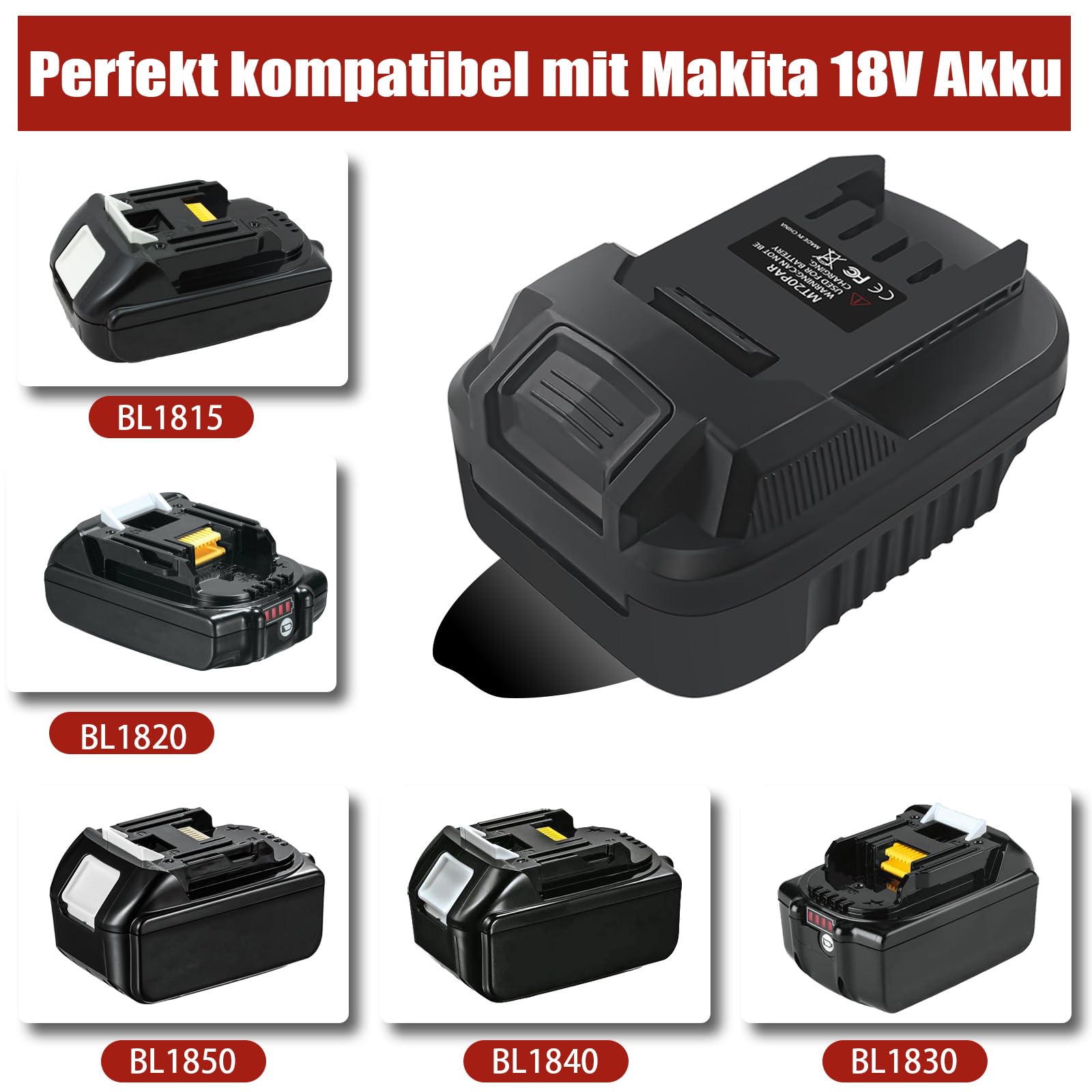 Adattatore per batteria Makita a Parkside, adatto per batterie al litio Makita da 18 V, per utensili elettrici Parkside senza fili da 20 Volt