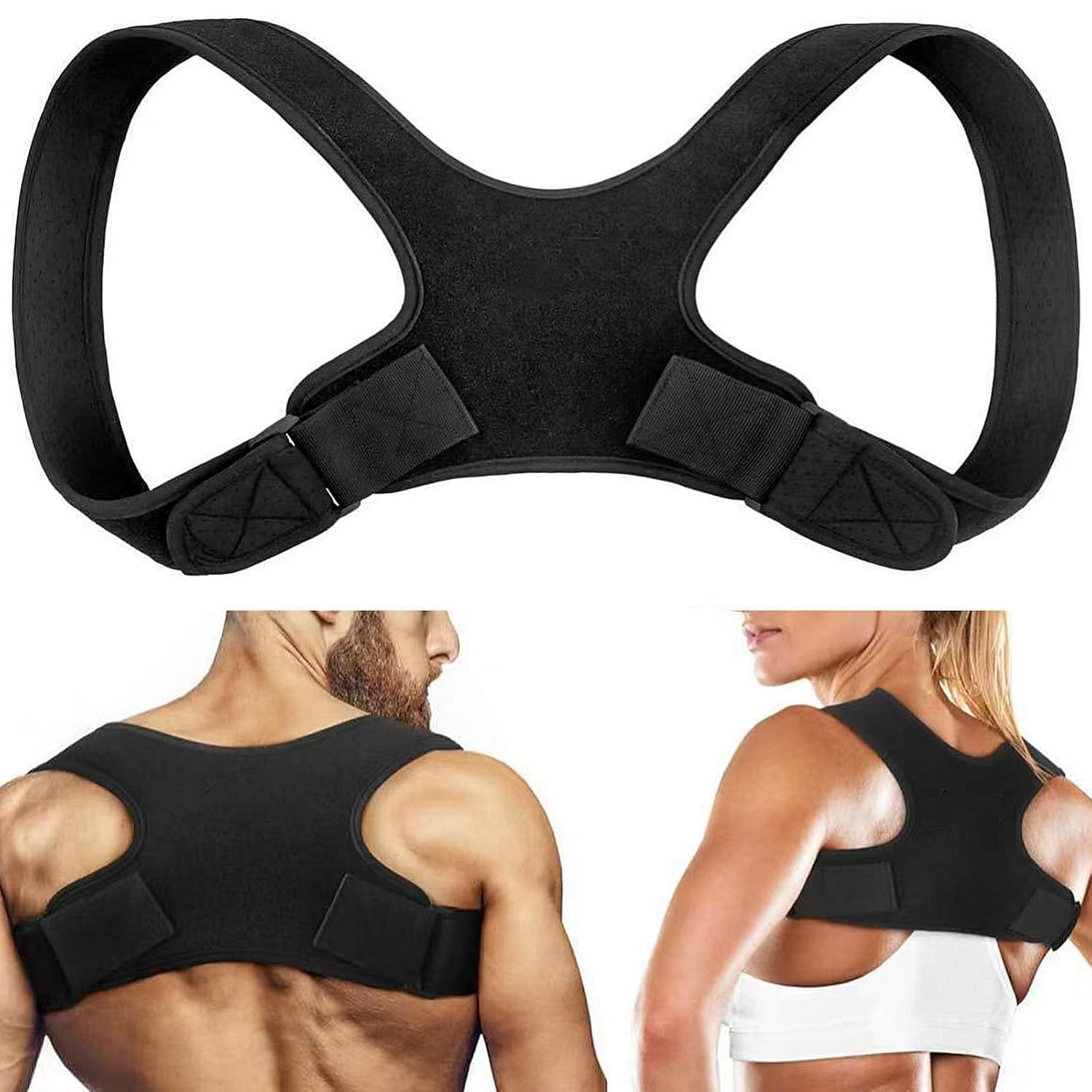 Universal posture corrector for men and women, adjustable posture corrector, used for posture, collarbone, neck, shoulder and back support, reshaping upright posture (black, one size)