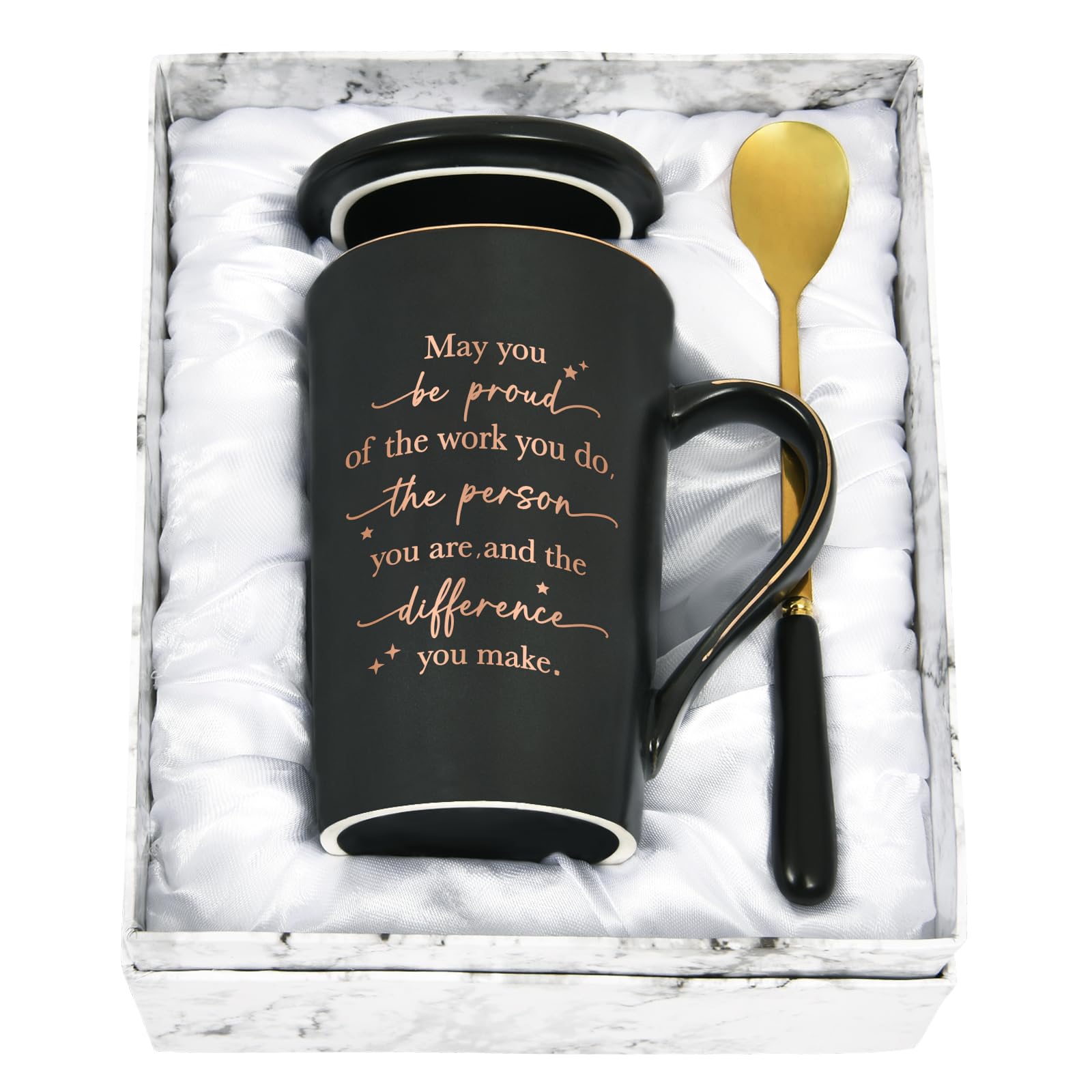Joymaking Thank You Teacher Gifts, 14oz Coffee Mug Best Teacher Gifts for Men, Leaving Gifts for Colleagues, Black