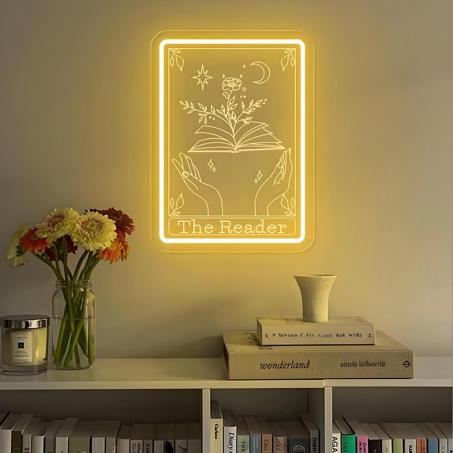 The Reader Neon Sign, Neon Sign for Readers Women or Men Friends, Led Hanging Read Room Sign, Gift For Book Enthusiast Reading Enthusiasts
