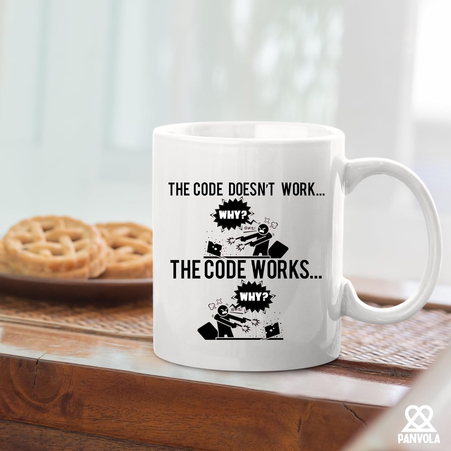 Panvola Code Works Why Funny Programmer Gifts Coffee Mug Humor Gift Idea For Computer Programmers Coders Computer Engineer 11oz Novelty White Coffee Cup - Image 5