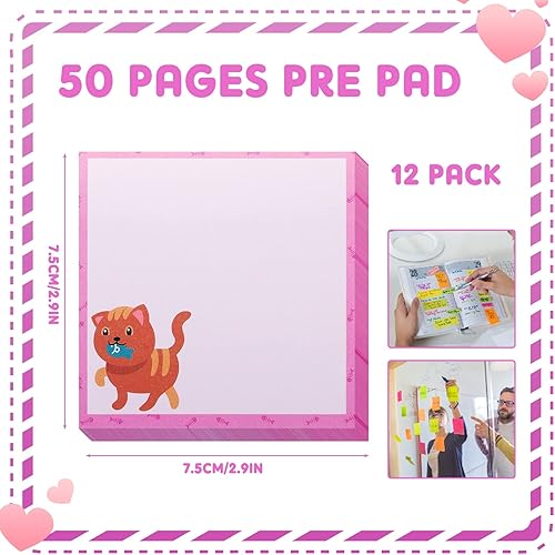 Miniatura 9 de Paquete de 12 notas adhesivas para gatos, bloc de notas pequeñas para lista de tareas, bloc de notas divertidas y lindas notas adhesivas para