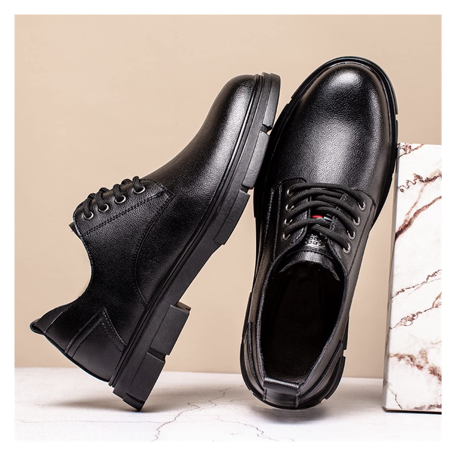 CARZE Męskie skórzane buty Casual Business Formalne skórzane buty derby Brytyjska koreańska wersja Retro męskie skórzane buty buty męskie(38)