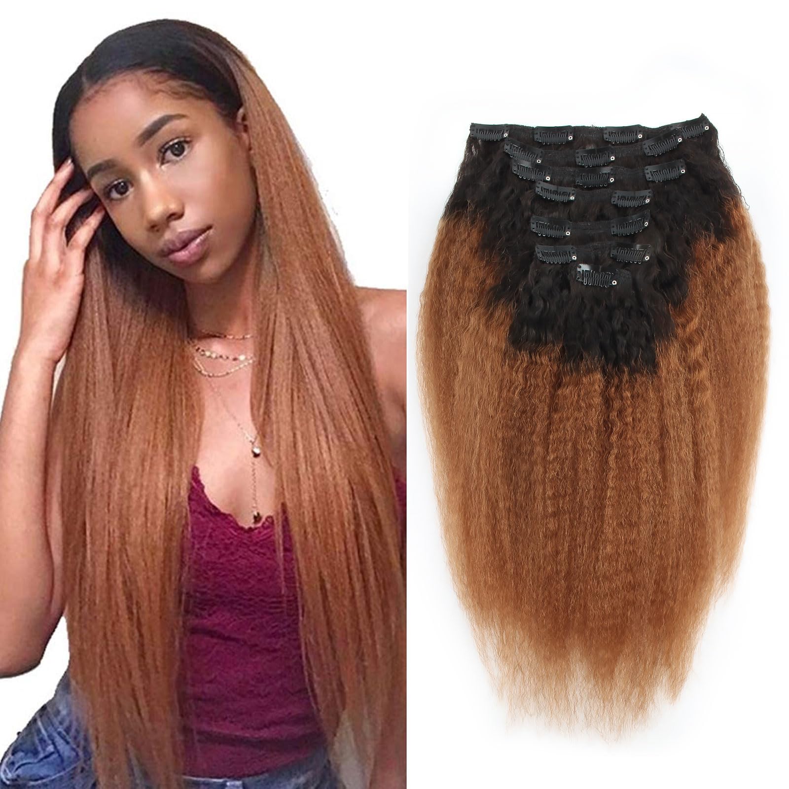 Amazon.com : Sassina Remy Corse Yaki Kinky Straight Clip on 