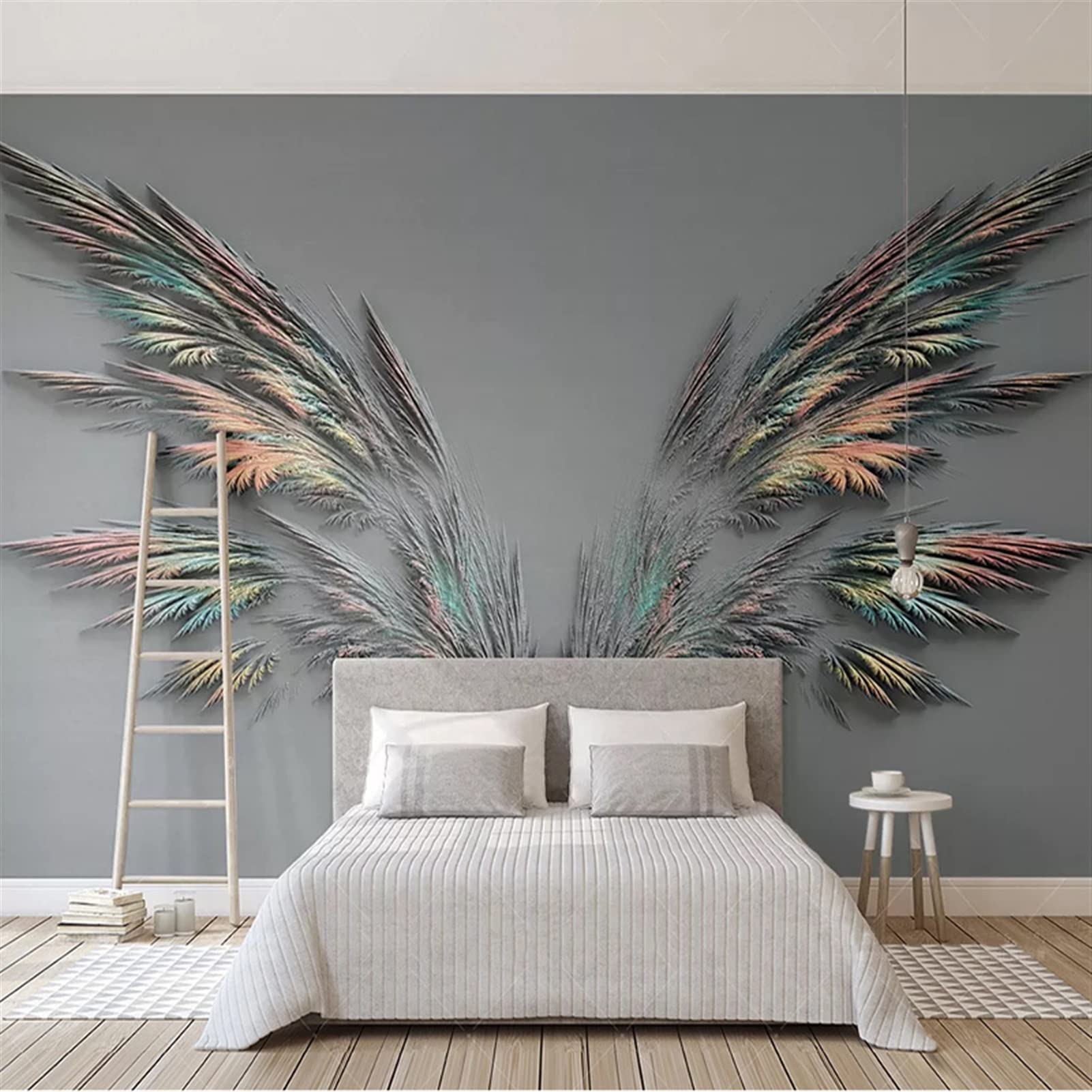 Wandtattoo 3D Relief Federflügel Wandbild Tapete Wohnzimmer Schlafzimmer Abstrakte Kunst Hintergrund Wandaufkleber wasserdichte Wandgemälde Wandaufkleber