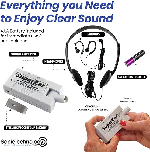 Miniatura 3 de SuperEar, Amplificador de Sonido Personal Sonic Ear Modelo SE5000, Aumenta el Sonido del Ambiente, Ganancia de Sonido de 50dB, Facilita CMS MDS