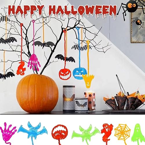 Miniatura 4 de 50 manos adhesivas elásticas de Halloween, recuerdos de fiesta para niños, cráneo, esqueleto, murciélago, fantasma, calabaza, estilos, juguetes