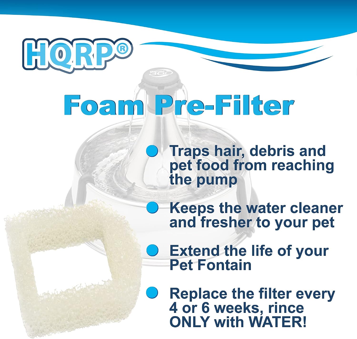 HQRP Pack of 12 Foam Pre-Filter Compatible with Drinkwell Stainless Steel 360, Ceramic Avalon Lotus Pagoda Sedona Pet Fountains for Cat and Dog, Replacement PAC00-13711, PAC00-13194