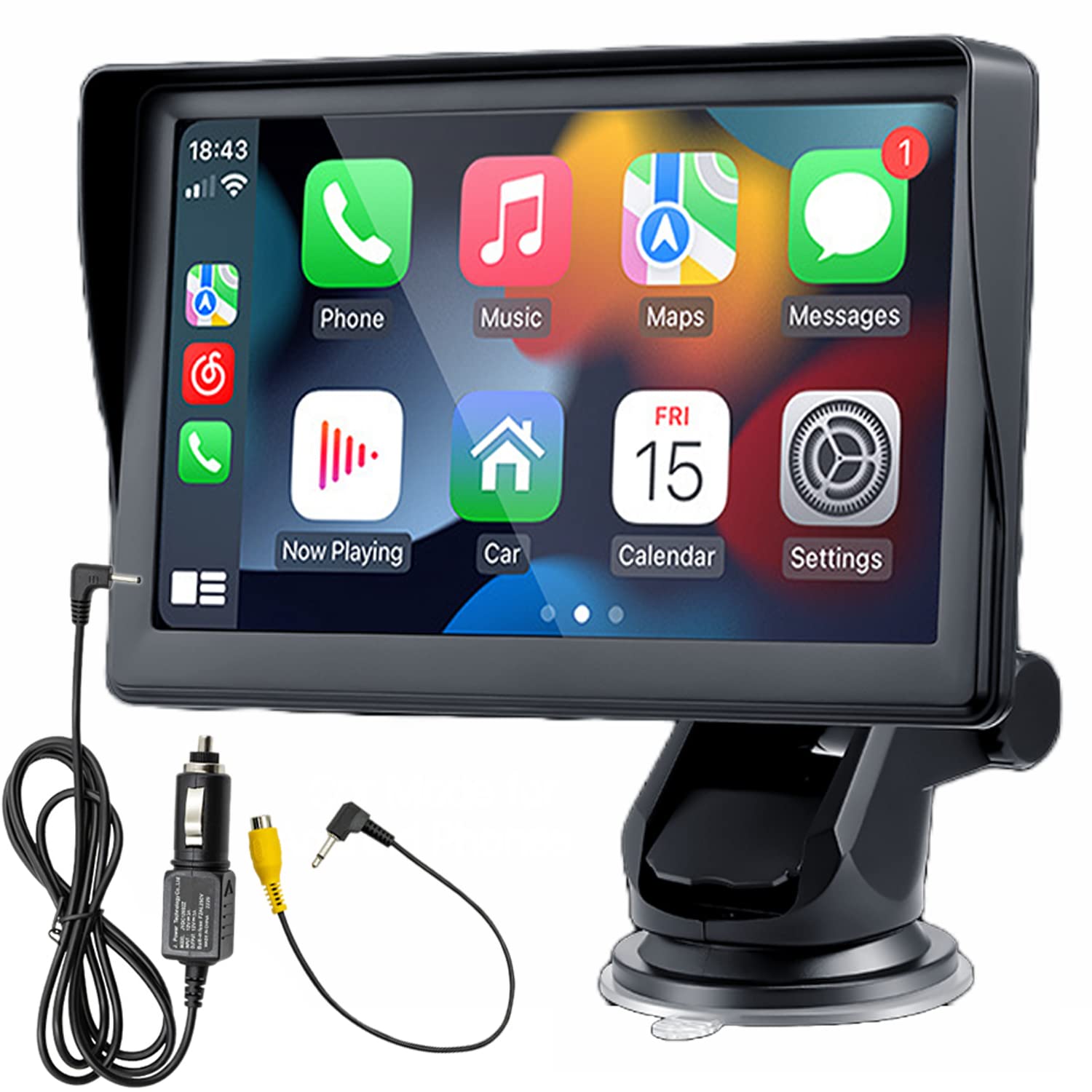 Compatible for wireless Apple Carplay Android Auto 7 pollici autoradio portatile HD TouchScreen Monitor autoradio con Bluetooth Mirrorlink Trasmettitore FM Porta AUX/USB/TF Card