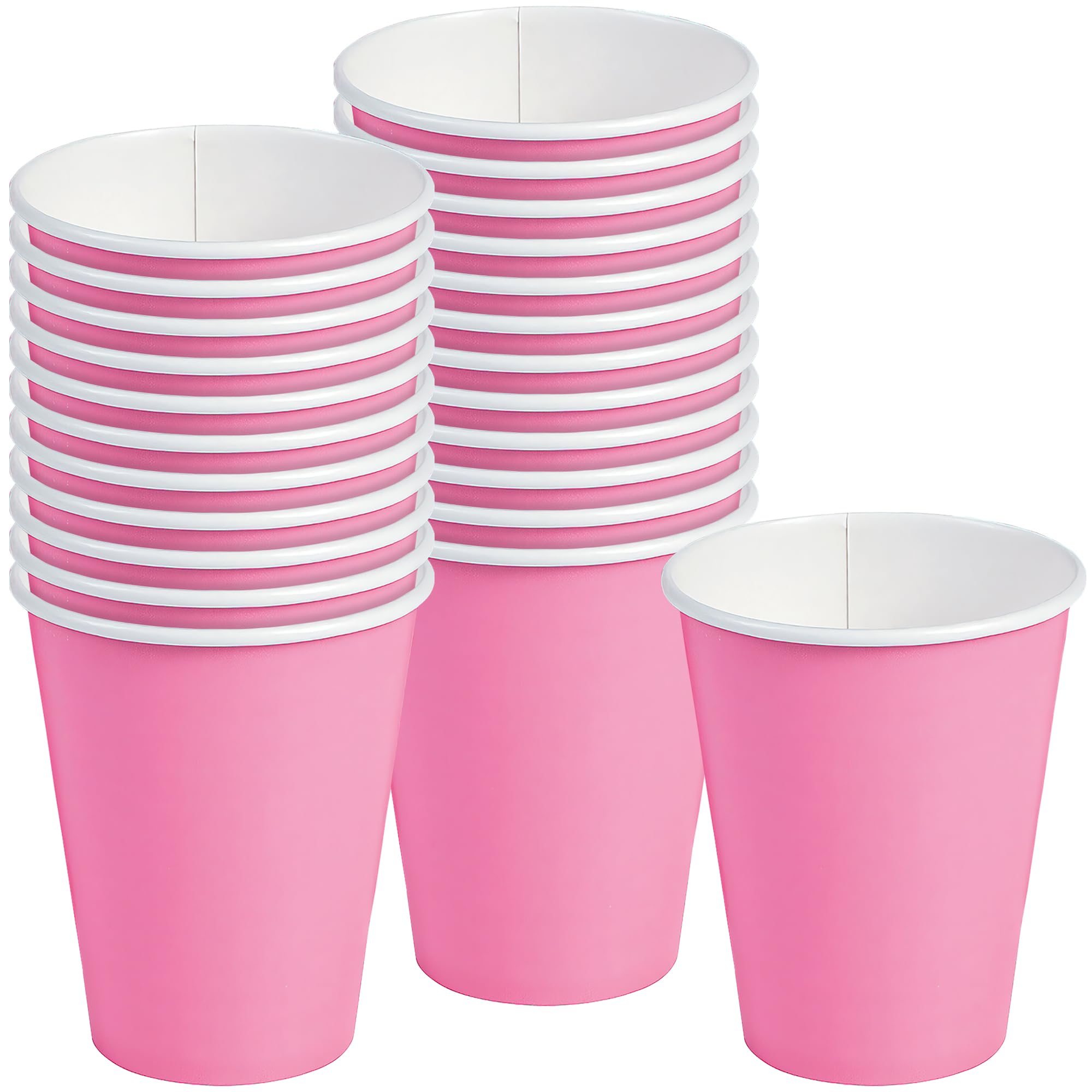 Fun Express Lot de 24 gobelets en papier rose bonbon de 255 ml pour fête – Fournitures de fête – Vaisselle solide – Gobelets solides – Fête – 24 pièces