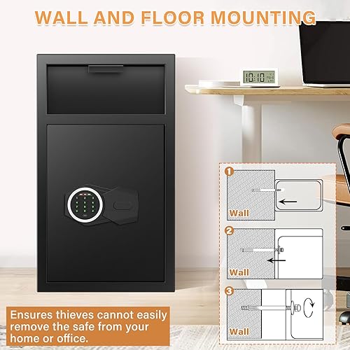Miniatura 6 de Caja de seguridad impermeable e ignífuga de 2.12 pies cúbicos, caja de seguridad para el hogar con bolsa de documentos ignífuga, caja fuerte grande