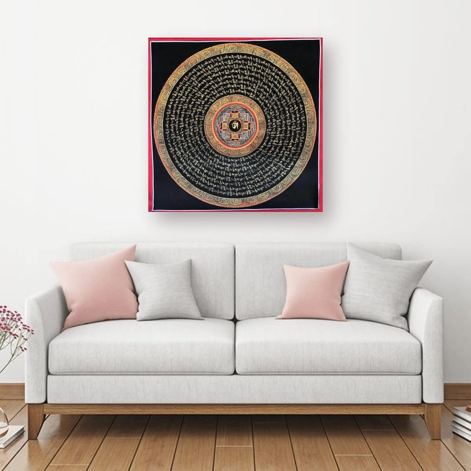 Poster tibetano Om Mantra Mandala Buddhismo Religione Meditazione Buddha Bodhisattva Decorazione per la casa Poster arte da parete Camera da letto Decorativa Estetica 70 x 70 cm