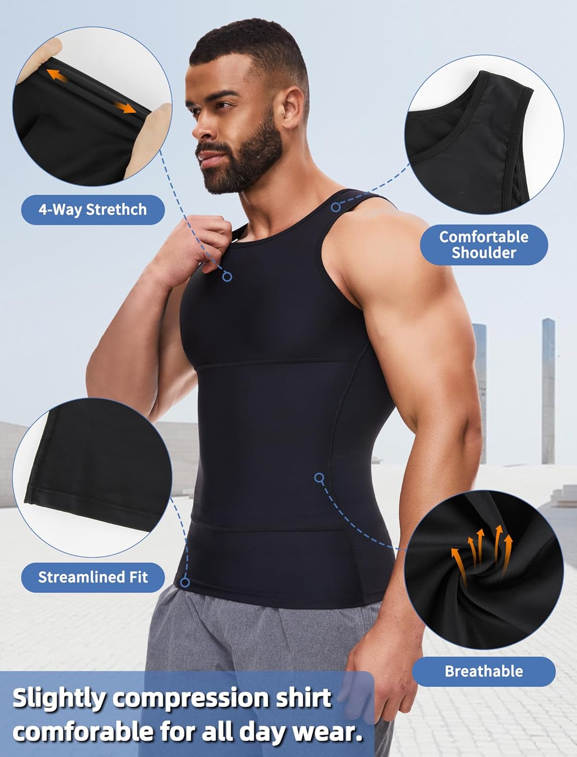 MISS MOLY Compression Shirts for Men Tummy Control Undershirt Gynomastica Slimming Vest Waist Trainer Tank Top Shapewear - Image 3