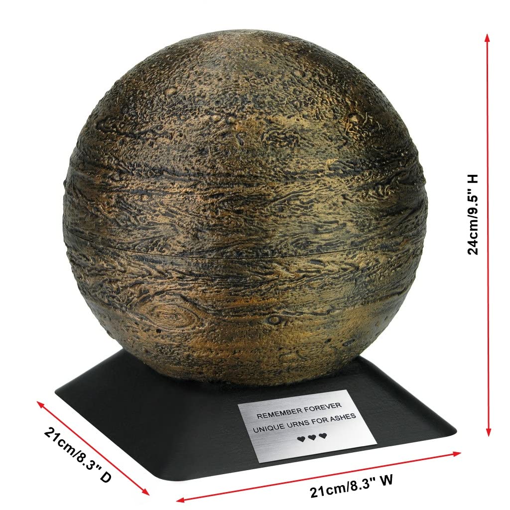 Planet Jupiter Cremation Urn - Artistic Decorative Urn For Ashes - Silver With Optional Plaque - 3.7L Capacity - View #6