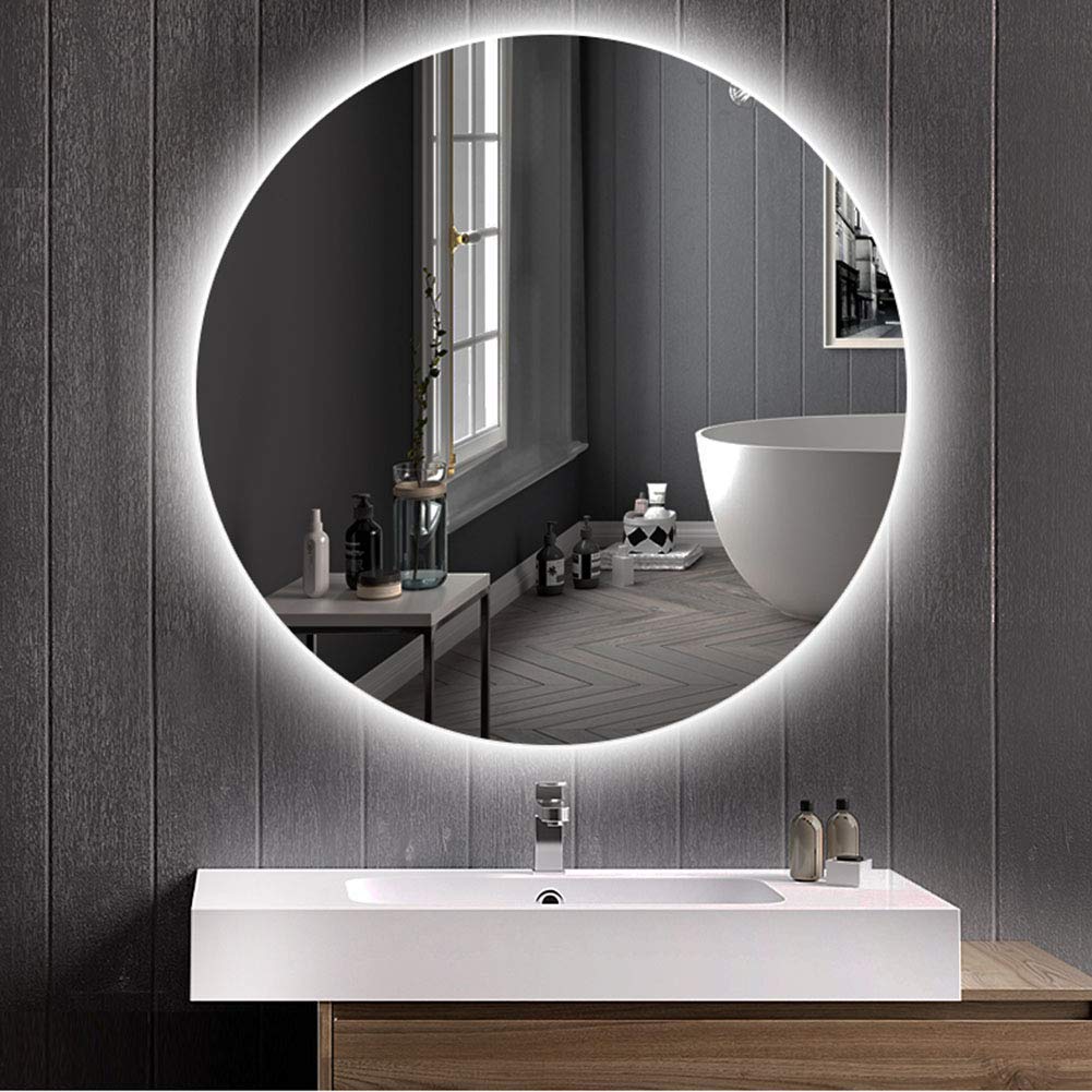 Specchio da Bagno Illuminato a LED retroilluminato Rotondo, Specchio da Barba Illuminato a LED, Hotel/Camera da Letto/Soggiorno