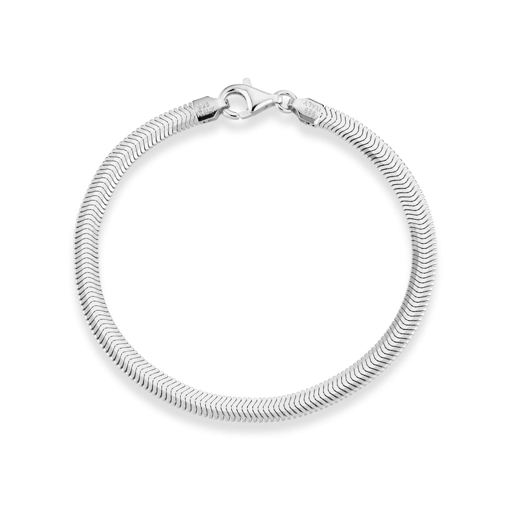 Pulsera de eslabones de plata de ley 925 maciza italiana, chapada en oro de 18 quilates, 0.157 in, con cúpula de espiga de espiga para mujeres y hombres, fabricada en Italia, Plata Esterlina 2