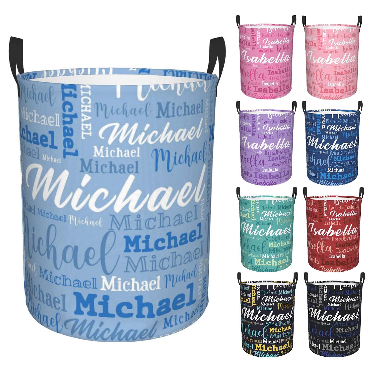 Custom Name Laundry Hamper, Personalized Laundry Baskets with Name for Boys Girls Women Men, Customized Collapsible Dirty Clothes Hamper Easy Storage Gifts for Bedroom Bathroom Living Room