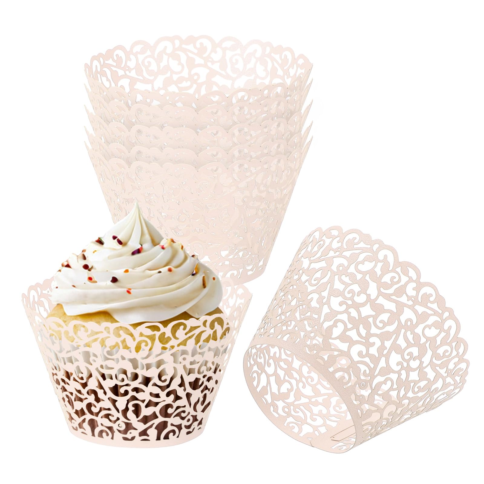 Caissettes en papier pour cupcakes PATIKIL de taille standard pour décoration de buffet chic