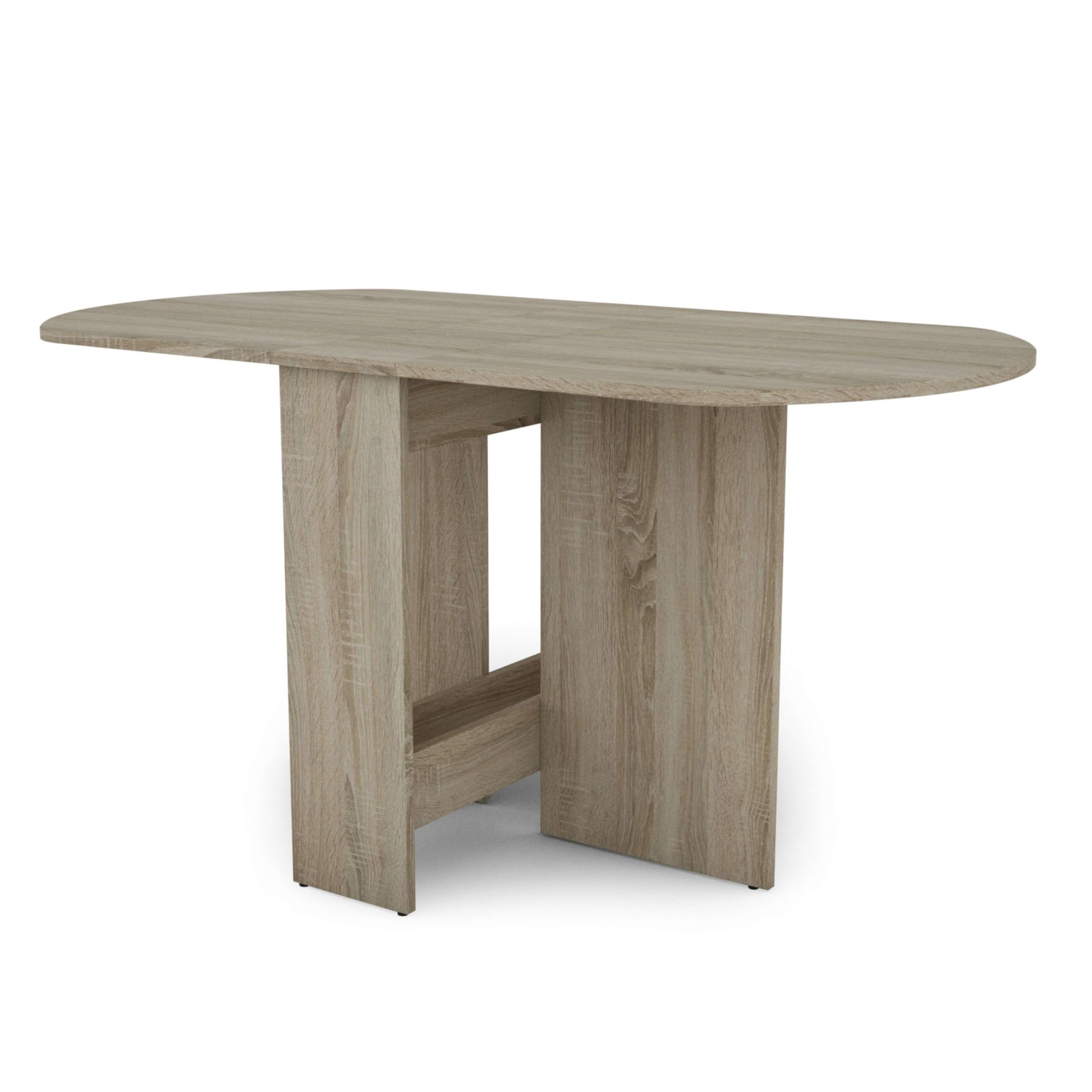 Miroytengo Mesa Plegable de Comedor, Mesa de Cocina Redonda Alas Abatibles Sand Roble Sonoma 150x75x80 cm