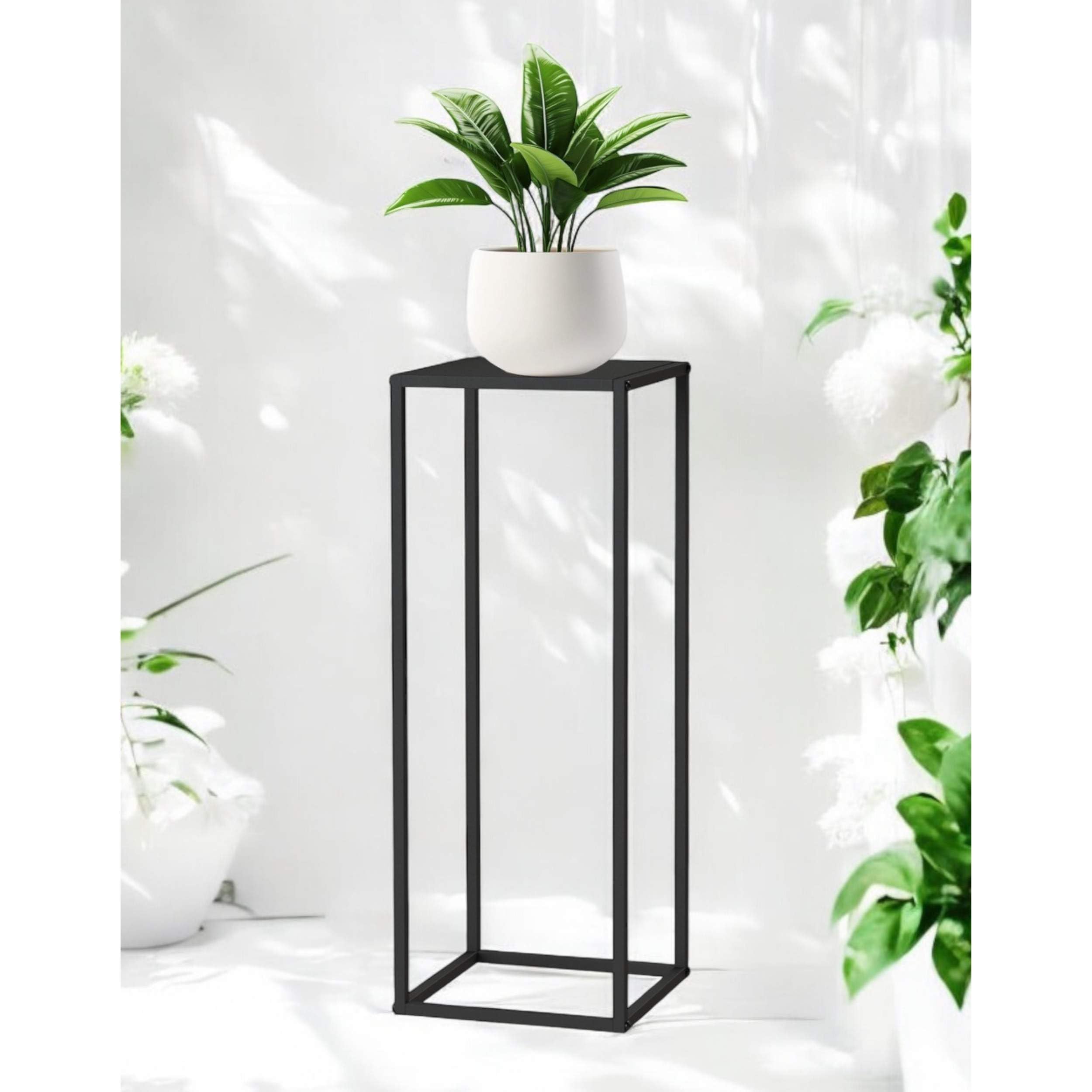 DanDiBo 96588 96588 Support pour plantes rectangulaire en métal noir - 80 cm - Design moderne