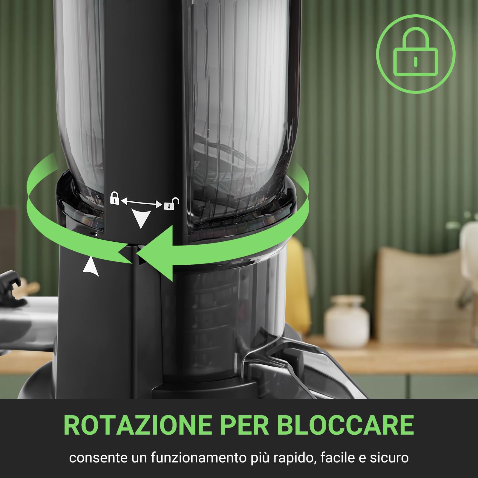AMZCHEF Estrattore con 2 Filtri Brevettati ANTI-intasamento per Frutta e Verdura Morbida e Dura con Elevata Resa in Succo - Estrattore Frutta e Verdura con Apertura 103 mm per Frutta Intera - Nero