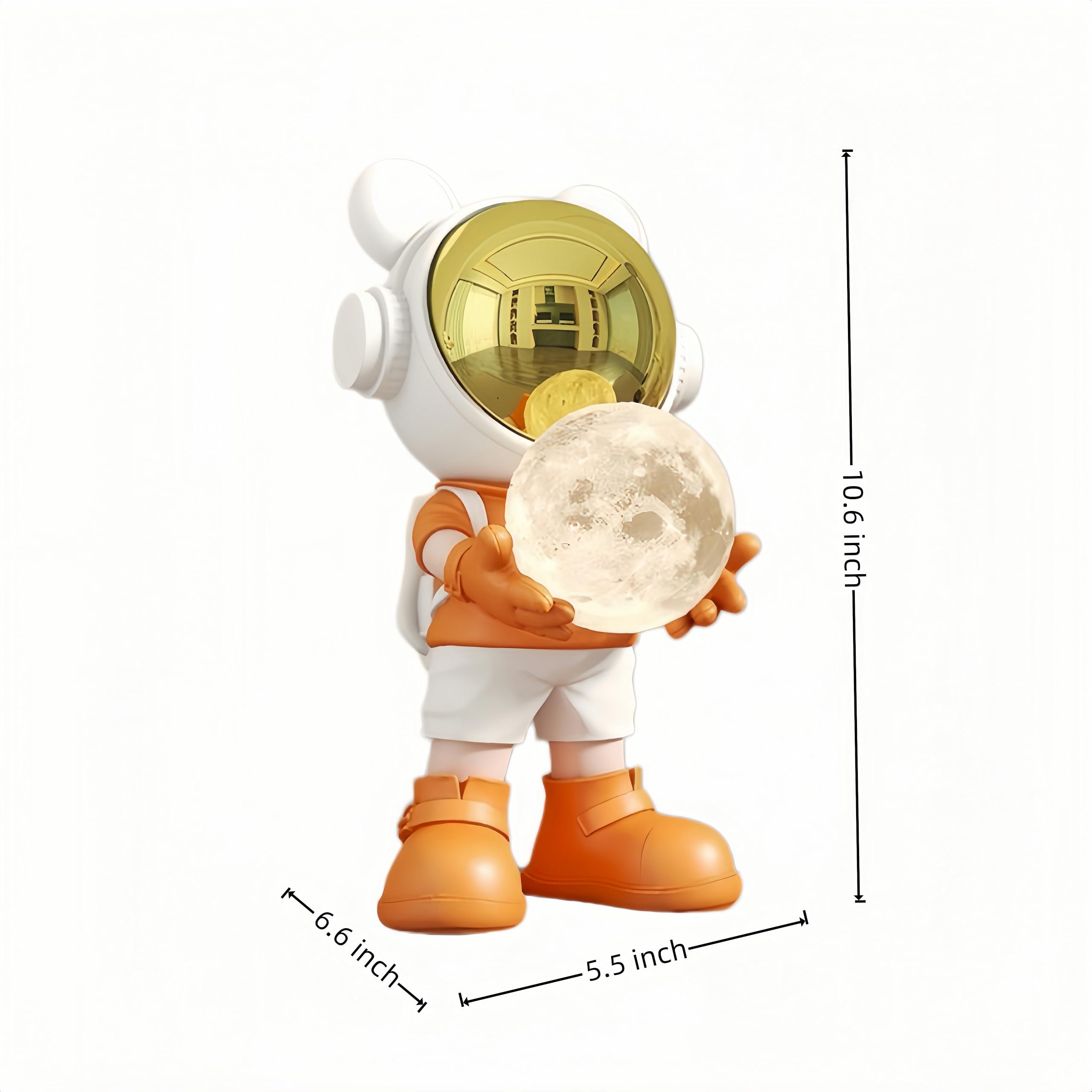 Estatua de astronauta de resina, escultura espacial, decoración temática espacial, perfecta para salas de estar, dormitorios y otros espacios (naranja A)