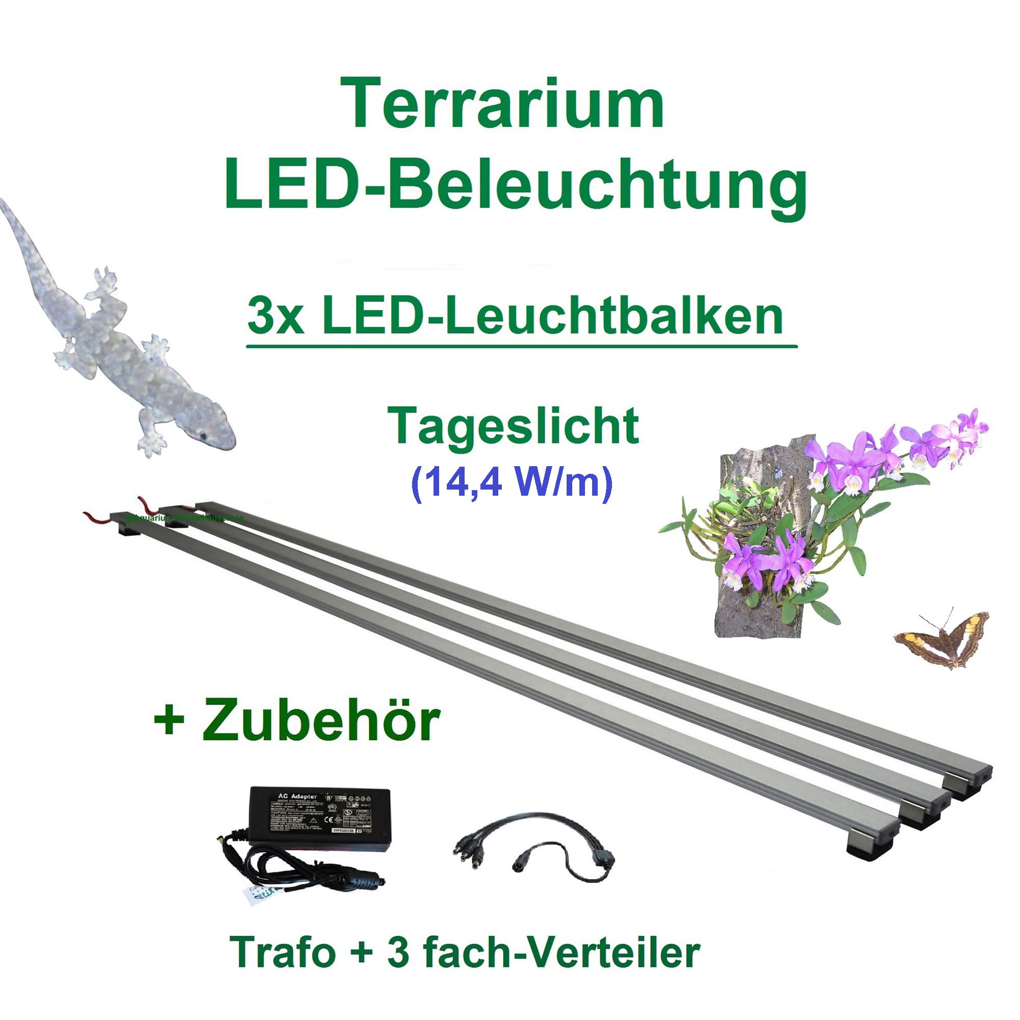 Regenwald Terrarium,Set3:3x LED-Beleuchtung 100cm +Zubehör,Tropen Pflanzenlicht