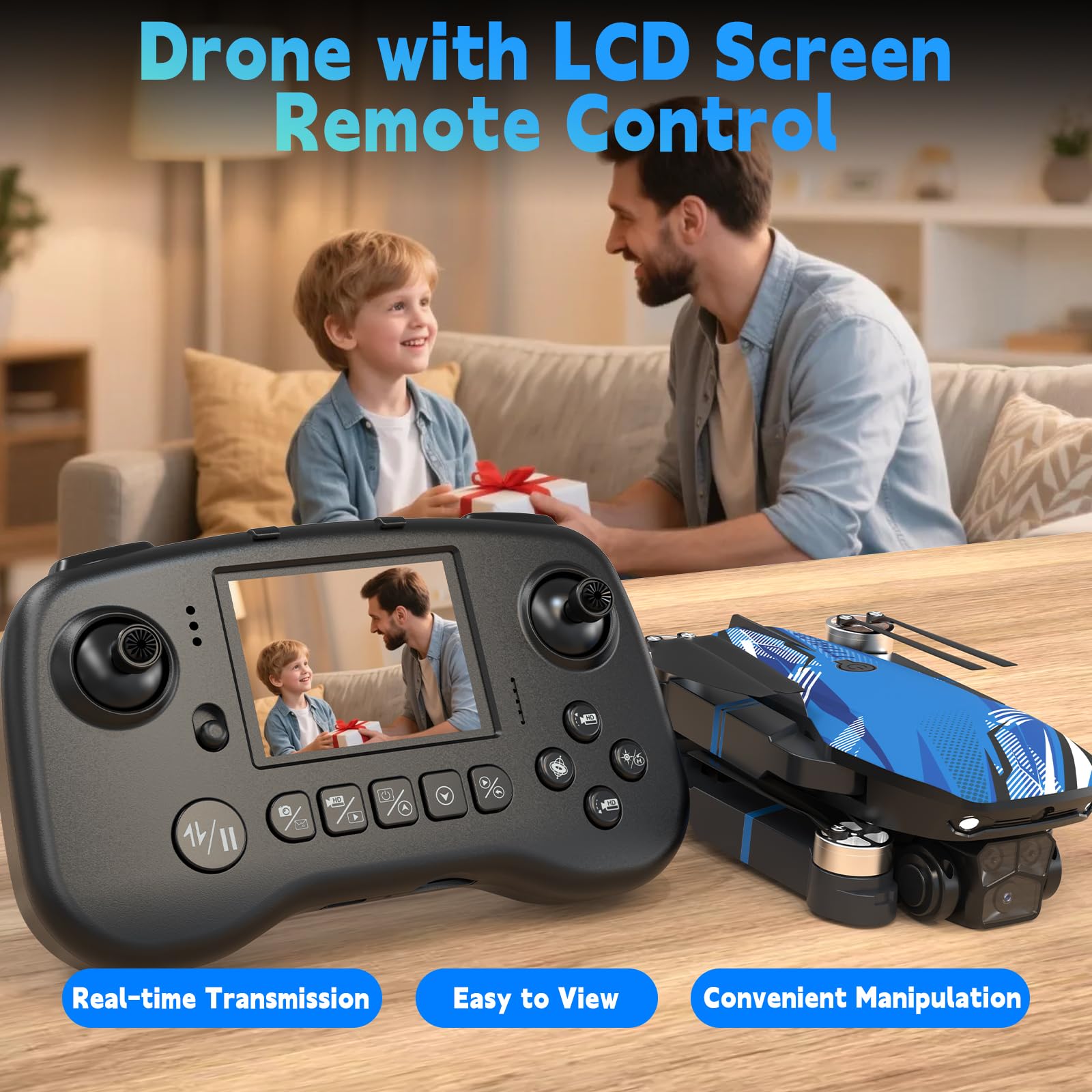 FPV Droni per Adulti Drone con Camera, Schermo LCD FPV Live Video, Motore Brushless, Sistema di Prevenzione Ostacoli a 270°, 3D Flips, Peso Inferiore a 250g, Supporta Schede SD fino a 32 GB Regalo