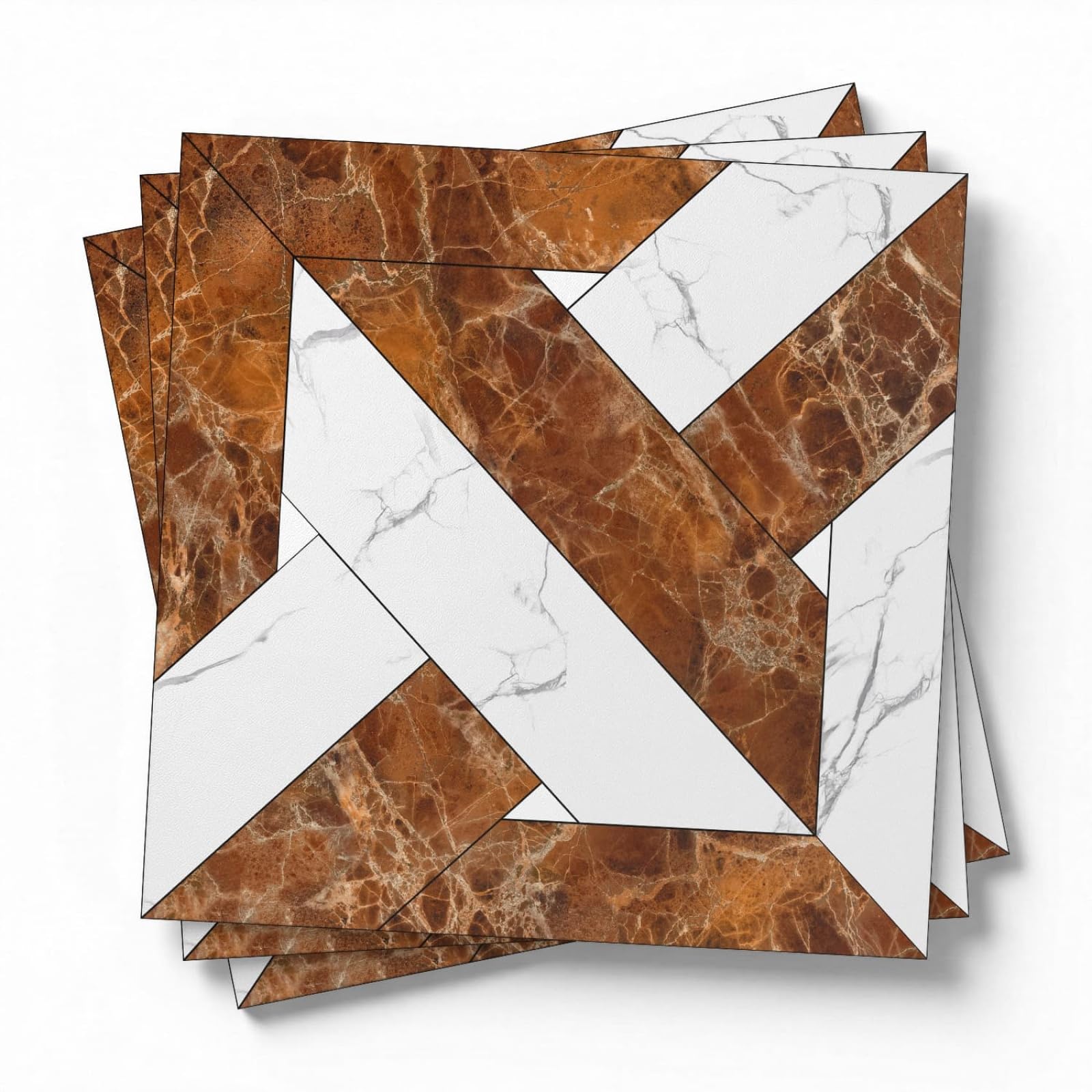 LMYSXAOZ Stick on Kitchen Tiles Brown White Self Adhesive Wall PVC for Fireplace Surround Furniture Decoration Backsplash Bathroom Tile Stickers Waterproof