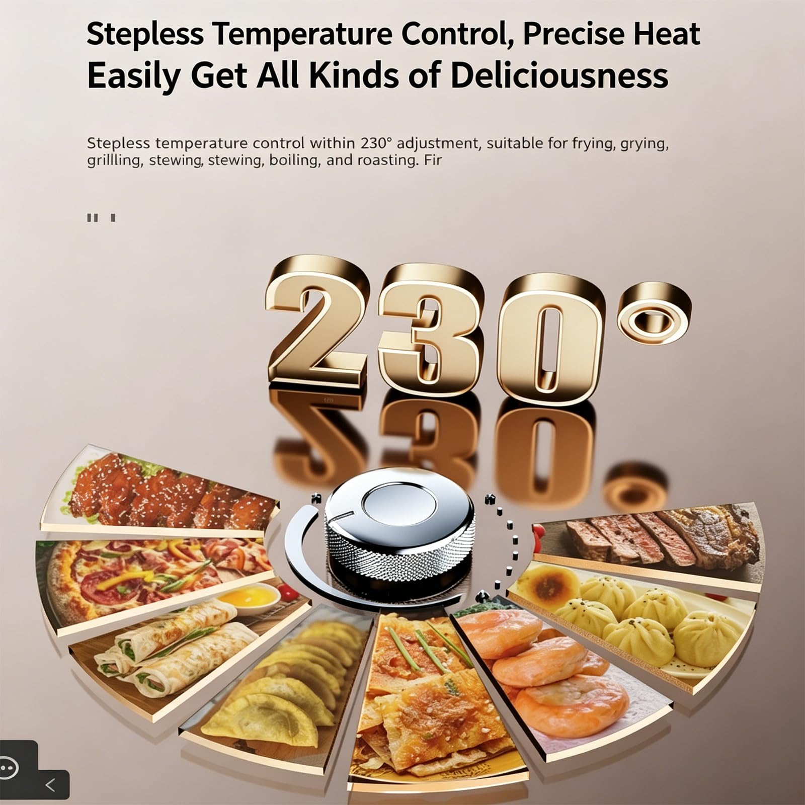 2200w, Crepiera Elettrica, Piastra Antiaderente Da 40 Cm, Controllo Illimitato Della Temperatura, Per Crêpes, Omelette E Pancake. Include Utensili Per Crêperie.