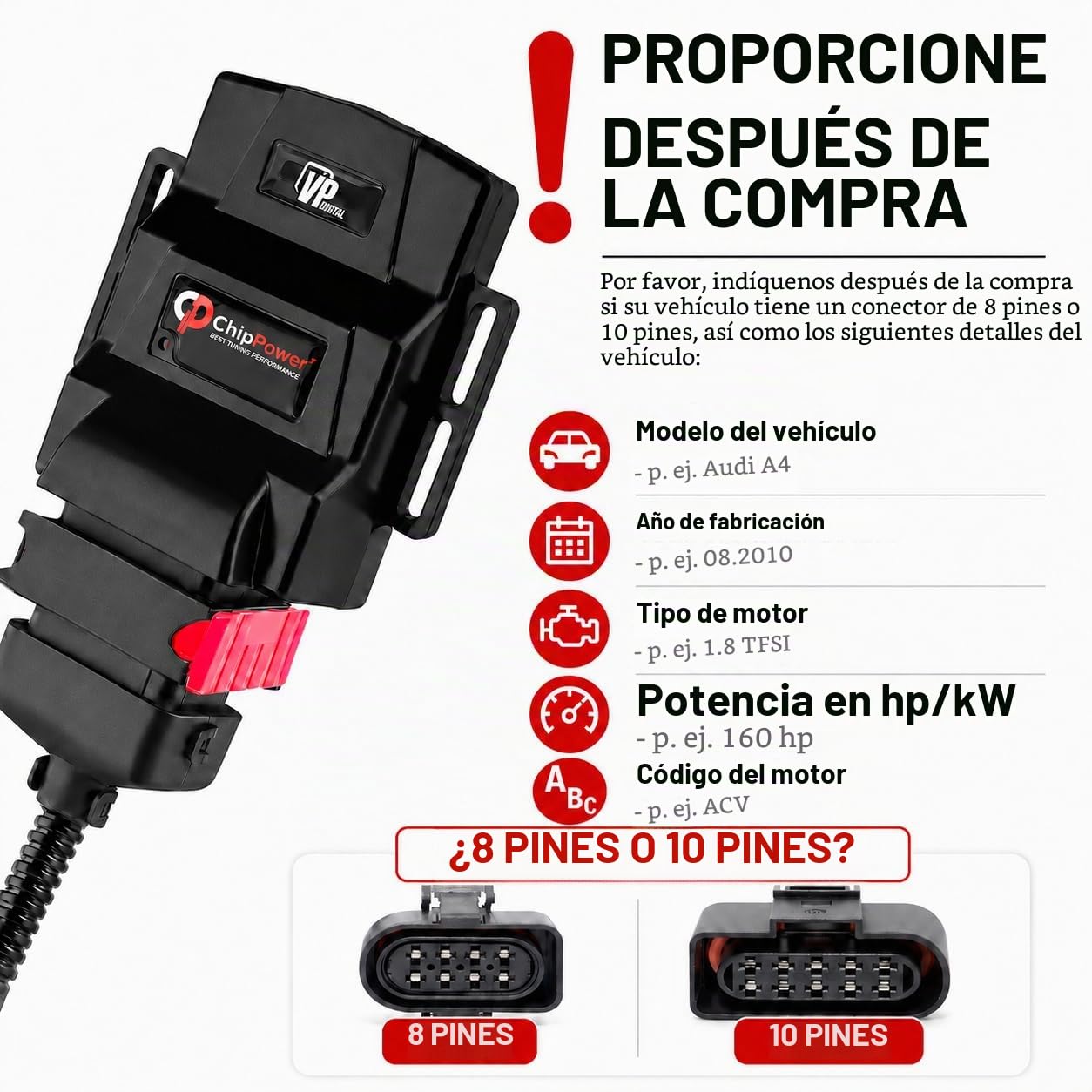 ChipPower Chip de Potencia VPd al coche para Volkswagen Golf Mk4 IV 4 1.9 TDI 81 kW 110 CV 1997-2006 Tuning Box Diesel ChipBox Más Potencia del Coche y Menor Consumo de Combustible