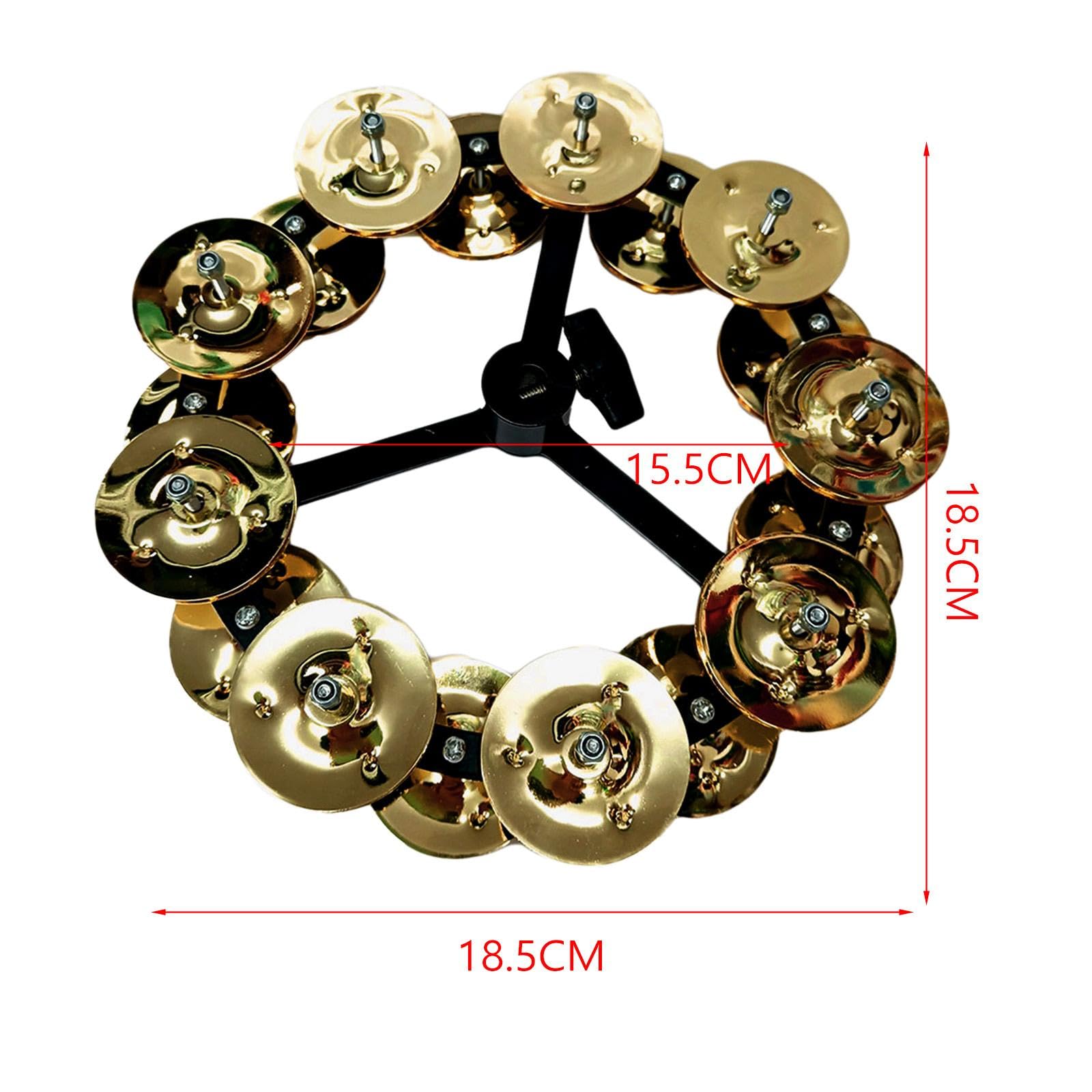 Hi Hat Tambourine Percussion Accessories Mountable Percussion Instrument with Row, Double Gold