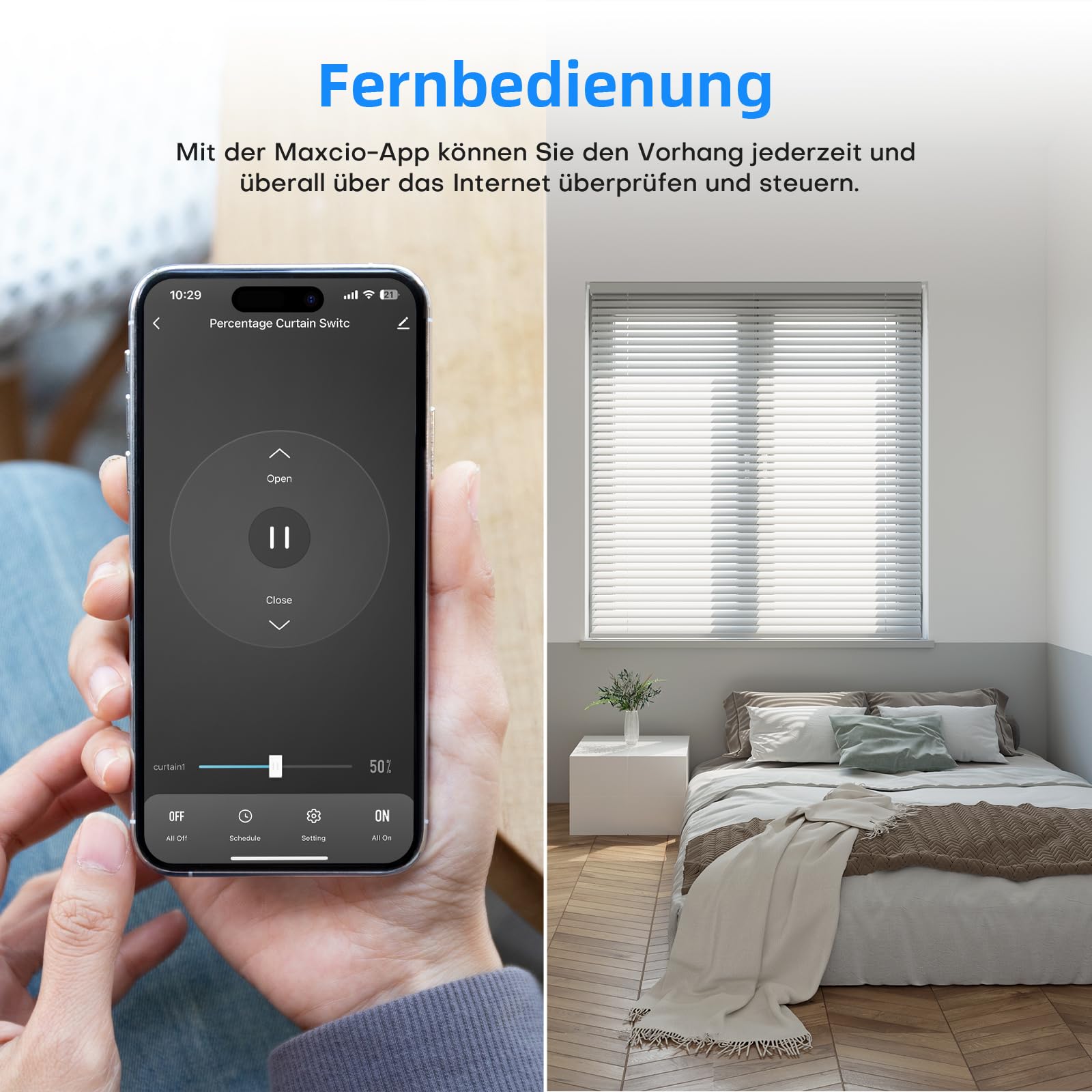 Maxcio HomeKit WLAN Rolladenschalter für Smart Home mit Prozentsteuerung