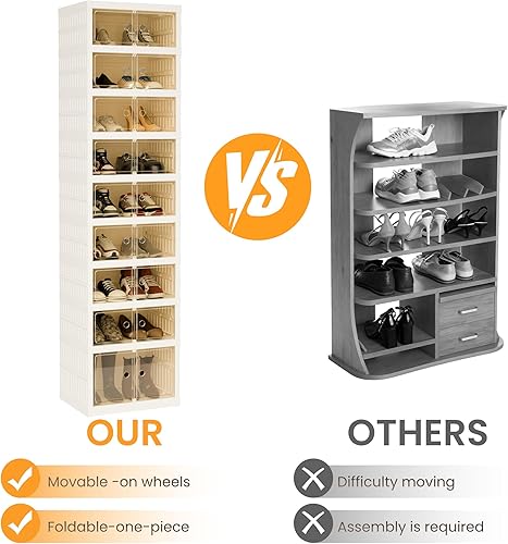 Miniatura 6 de Caja de almacenamiento plegable para zapatos, estante plegable portátil extra grande para armario, caja de almacenamiento de zapatos con puerta