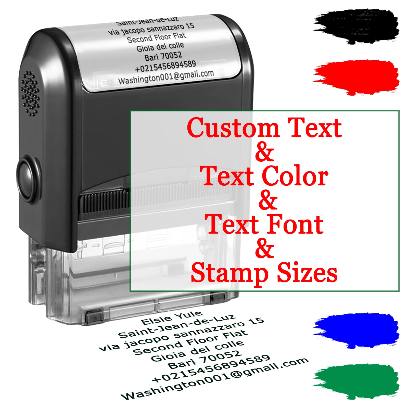 Personalised Stamps Custom Self Inking Stamp Customised Ink Stamper Rubber Stamps for Business with Name Date Signature Return Address