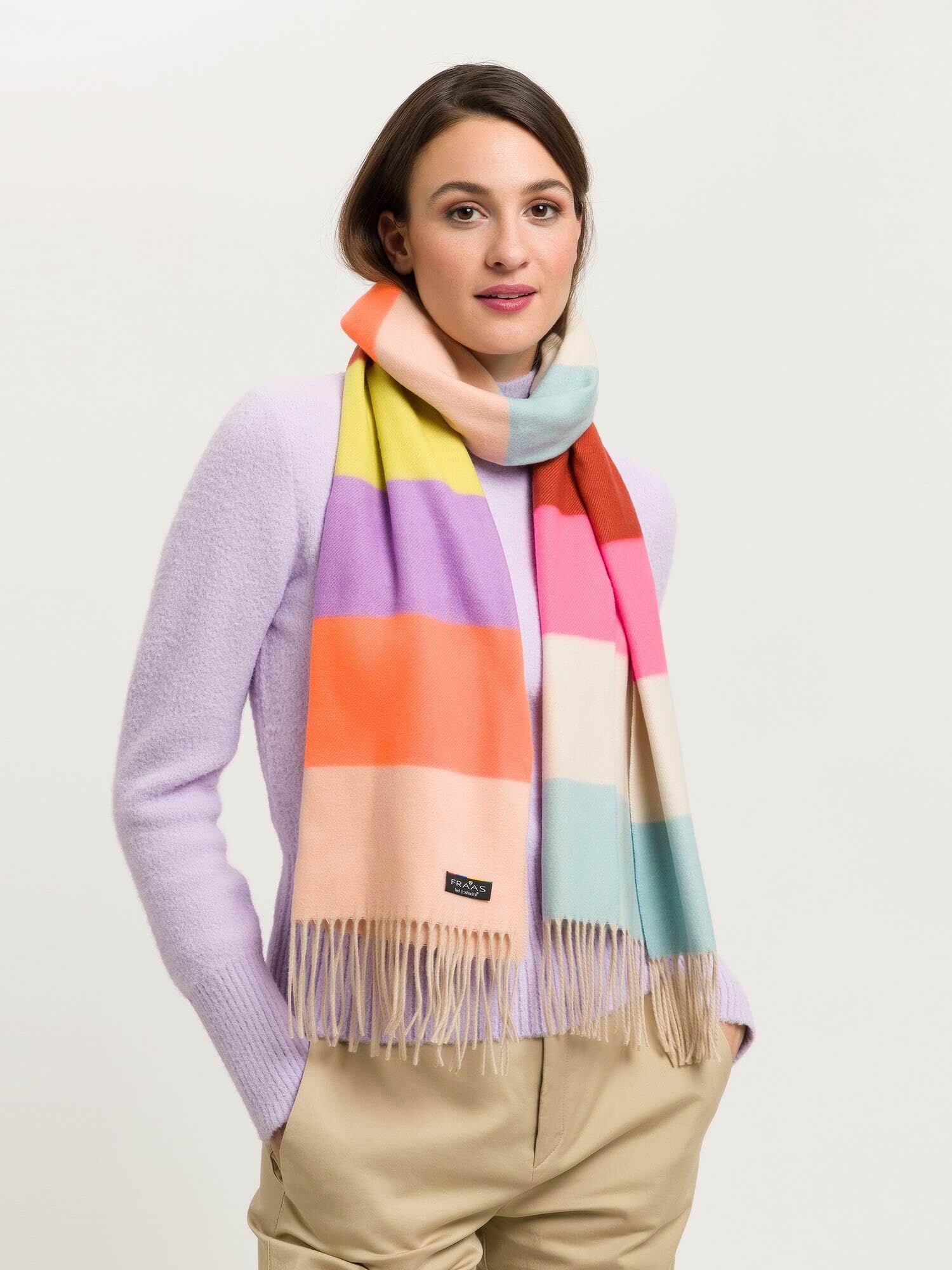 FRAAS Cashmink Schal 44 x 200 cm - Weicher als Kaschmir - Made in Germany - Schal mitbunten Streifen für Damen - Perfekt für Herbst und Winter Multicolor