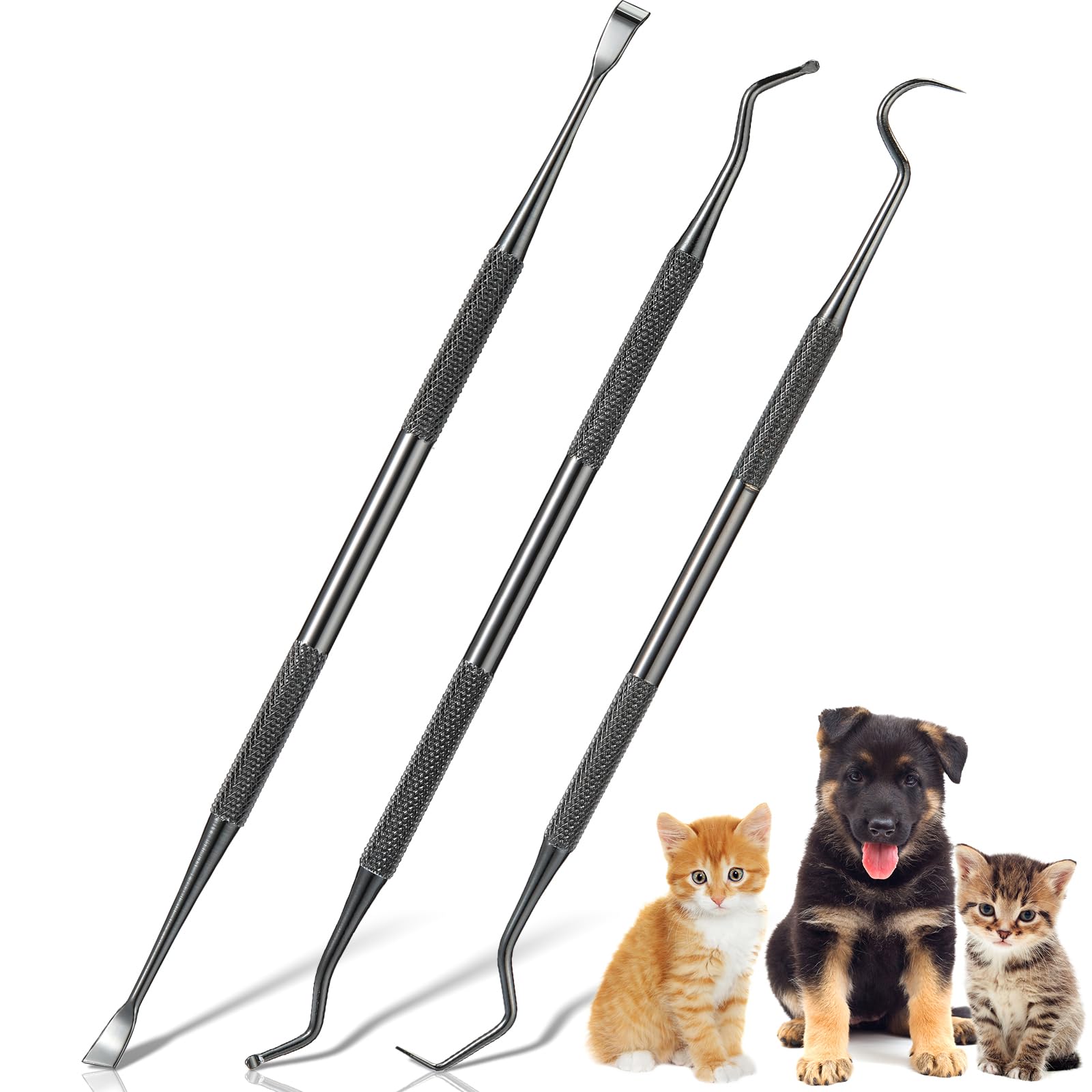 Photo 1 of Hotop Dog Tooth Scaler and Scraper Set, Stainless Steel, Black